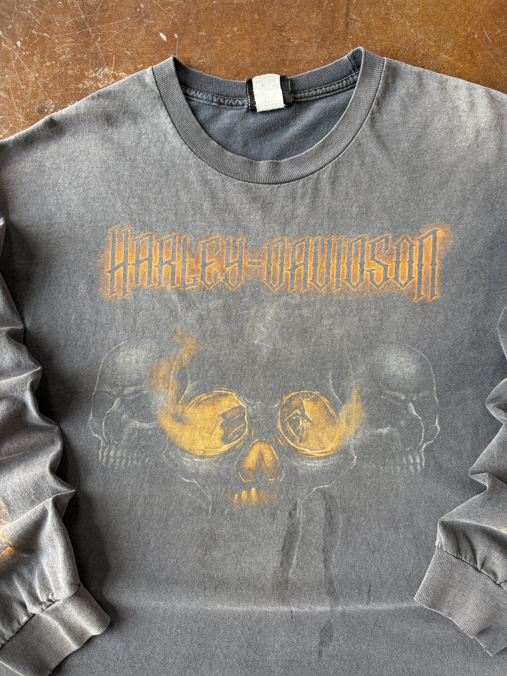 2000s faded Harley Davidson "flame skull" longsleeve shirt (XL)