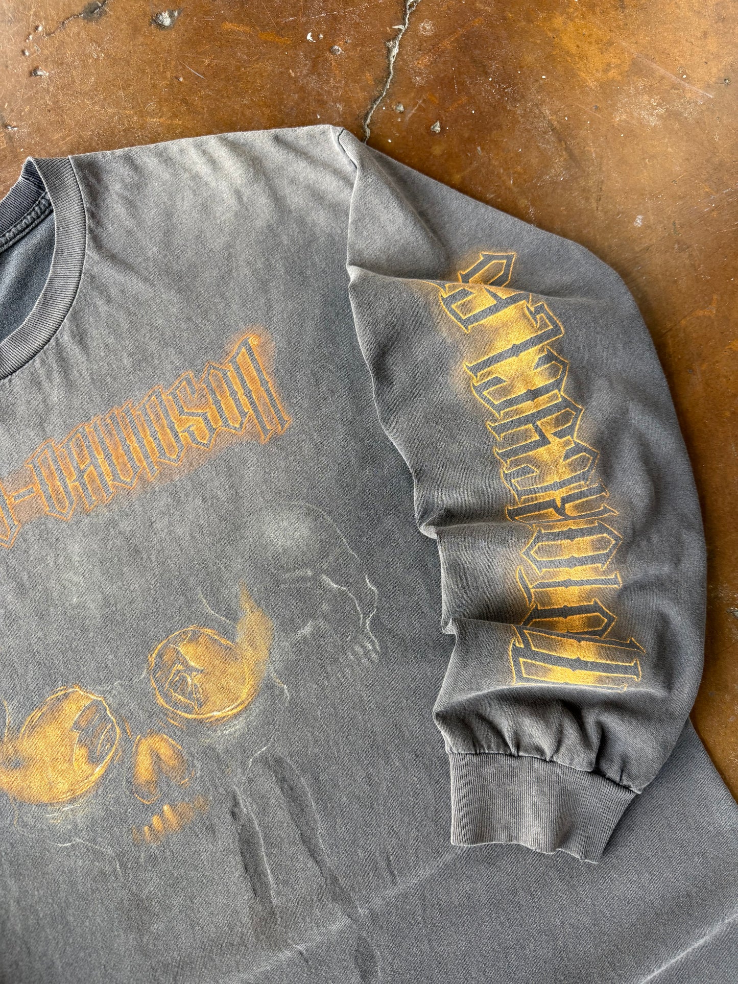 2000s faded Harley Davidson "flame skull" longsleeve shirt (XL)