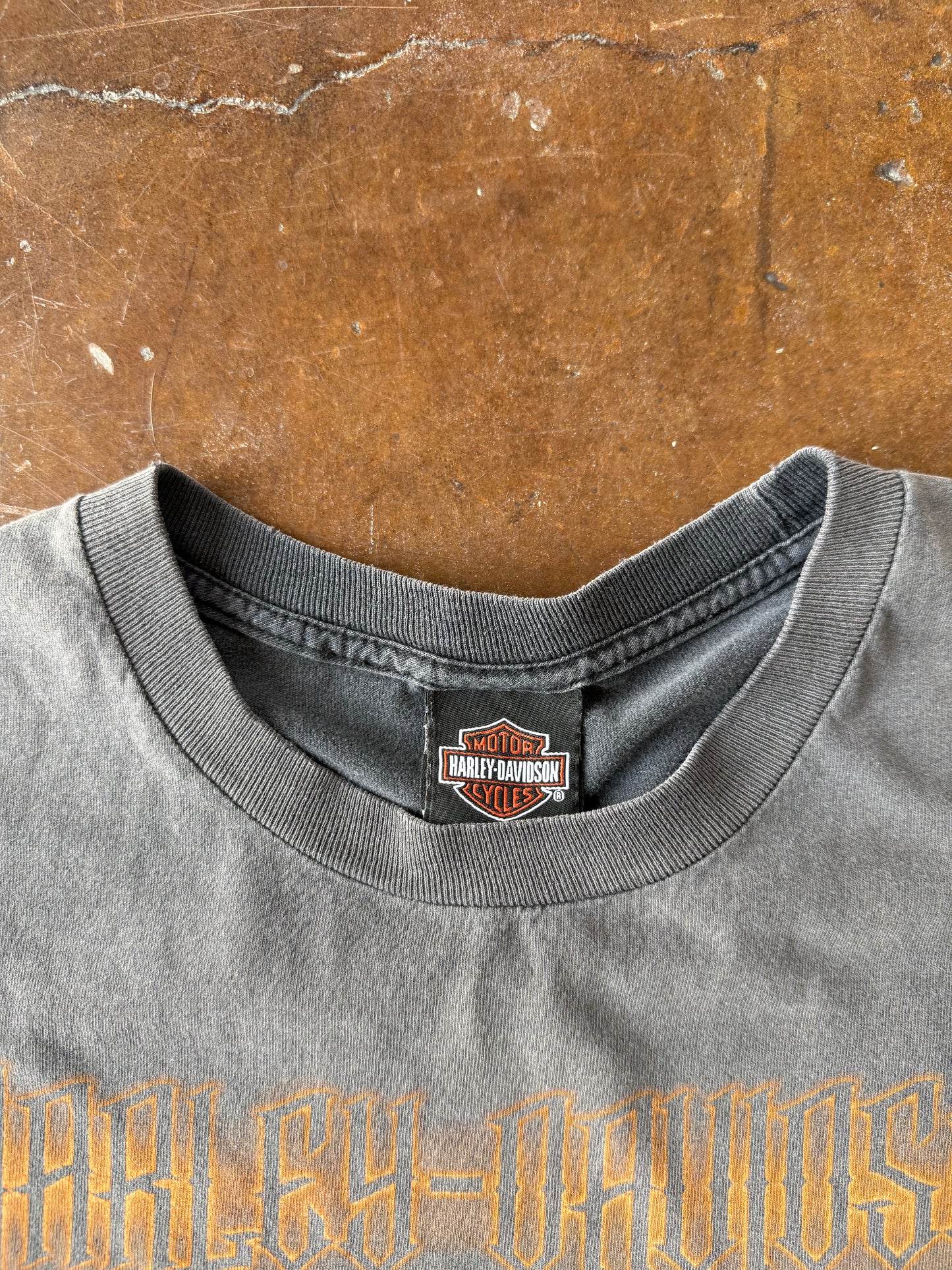 2000s faded Harley Davidson "flame skull" longsleeve shirt (XL)