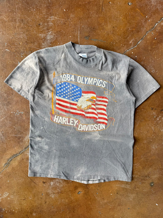 1984 faded Harley Davidson "eagle flag" biker shirt (LARGE)