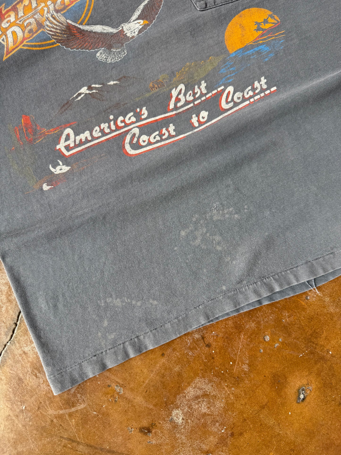 80s faded Harley Davidson "eagle portrait scene" pocket shirt (XL)
