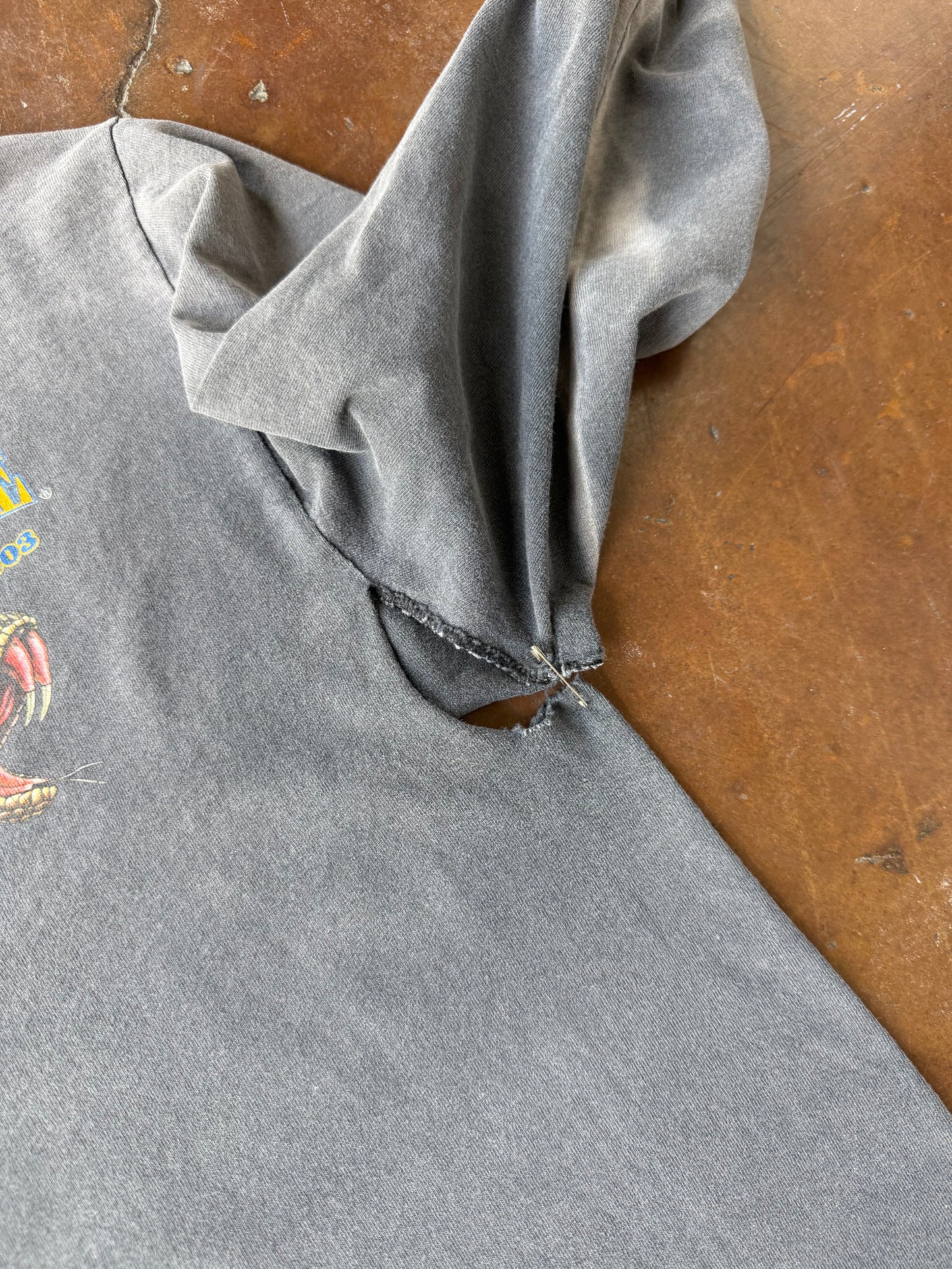 2003 faded & lightly distressed Iron Horse Saloon "rattlesnake" biker henley shirt (LARGE)