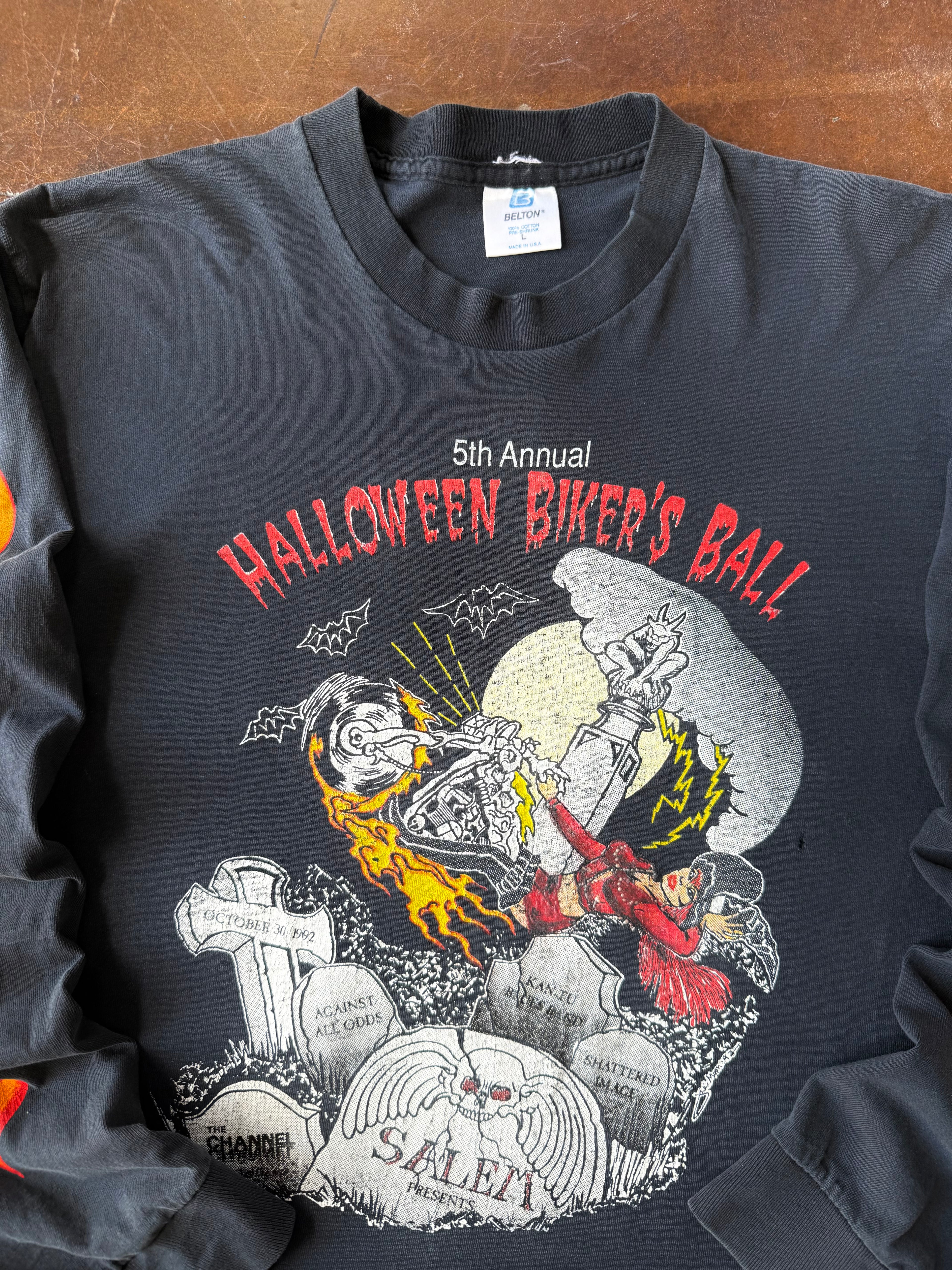 1992 Halloween Biker's Ball flame longsleeve shirt (LARGE)