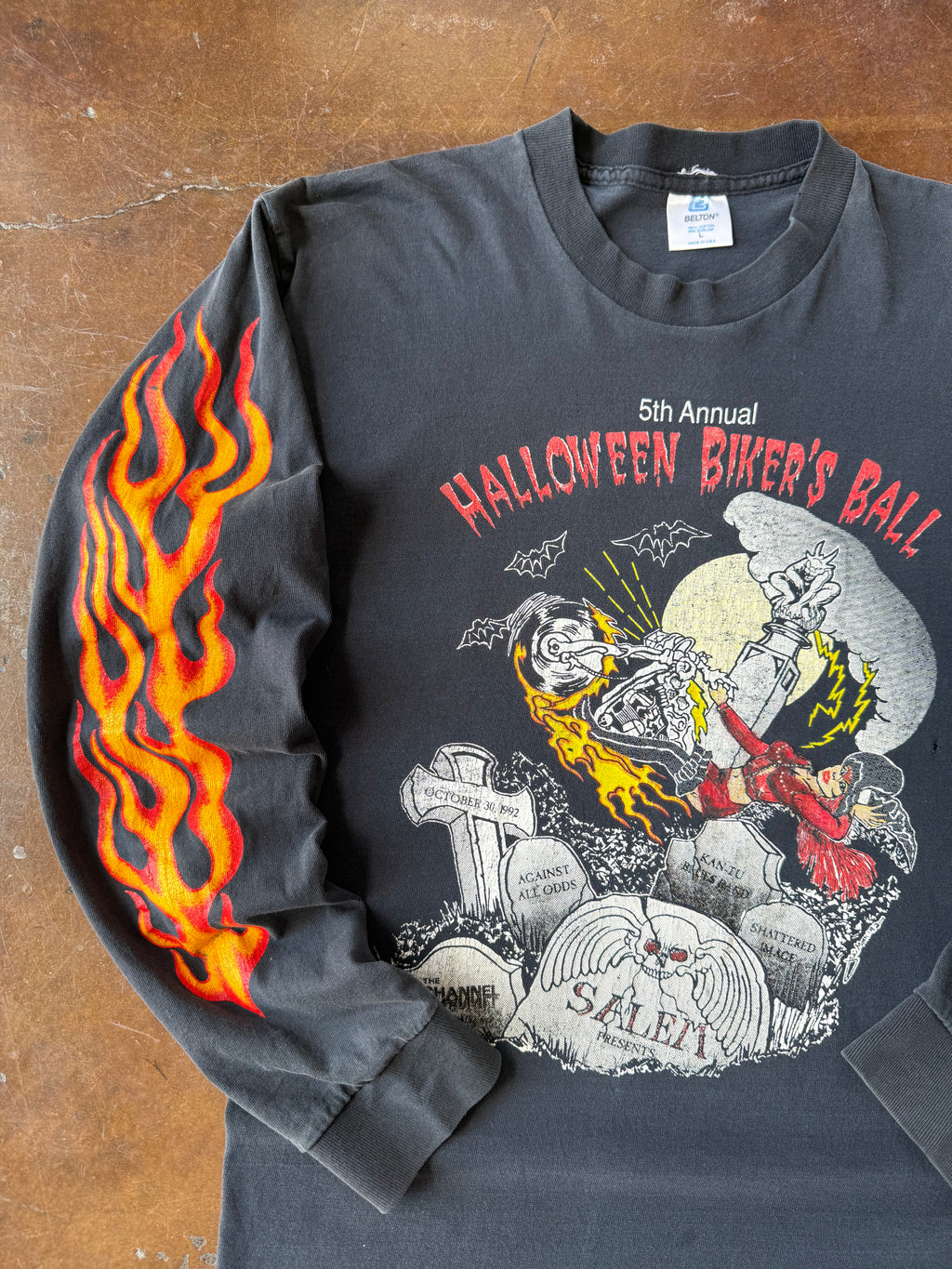 1992 Halloween Biker's Ball flame longsleeve shirt (LARGE)