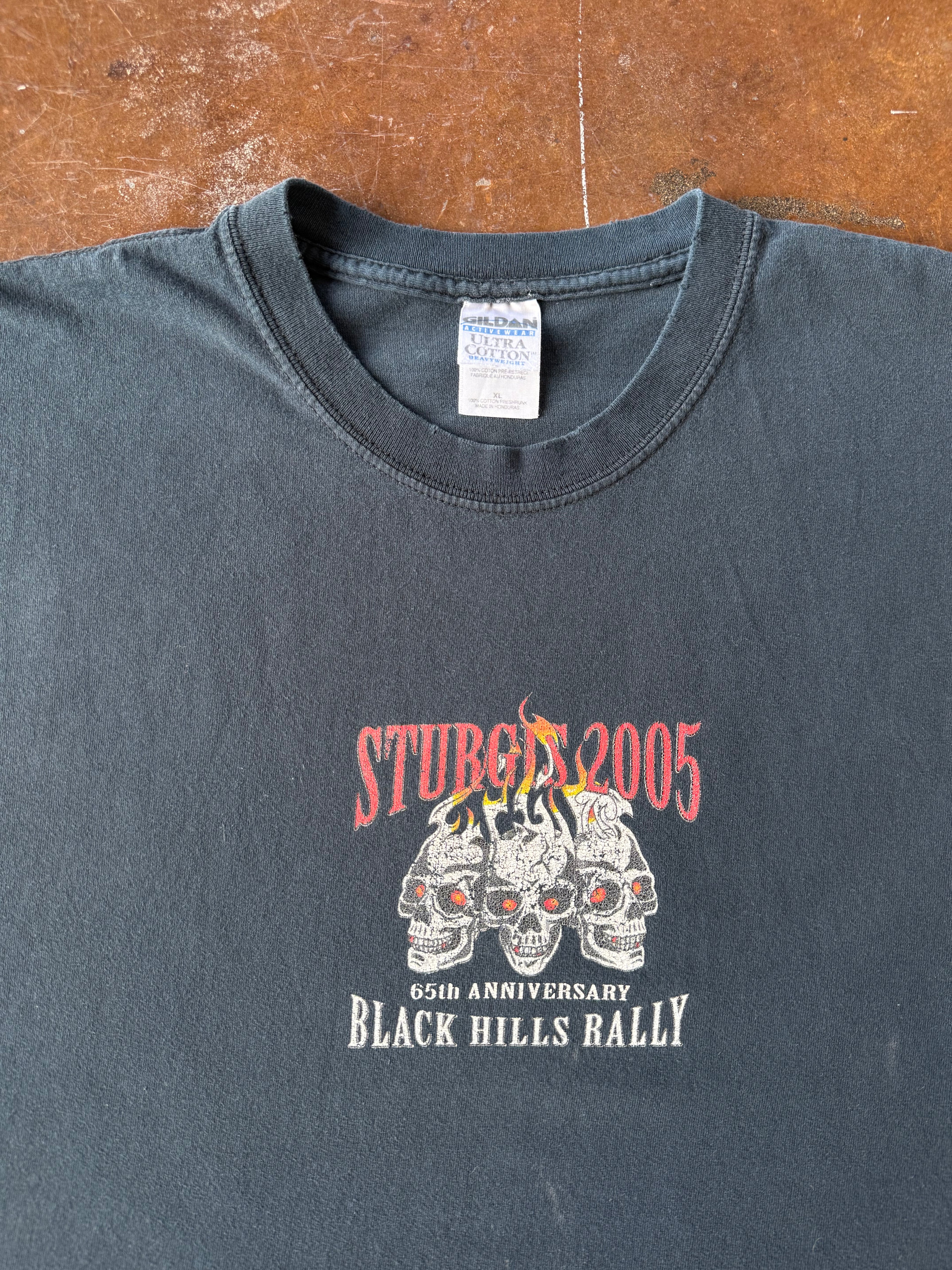 2005 Sturgis Skull Black Hills Rally cut-off biker shirt (XL)