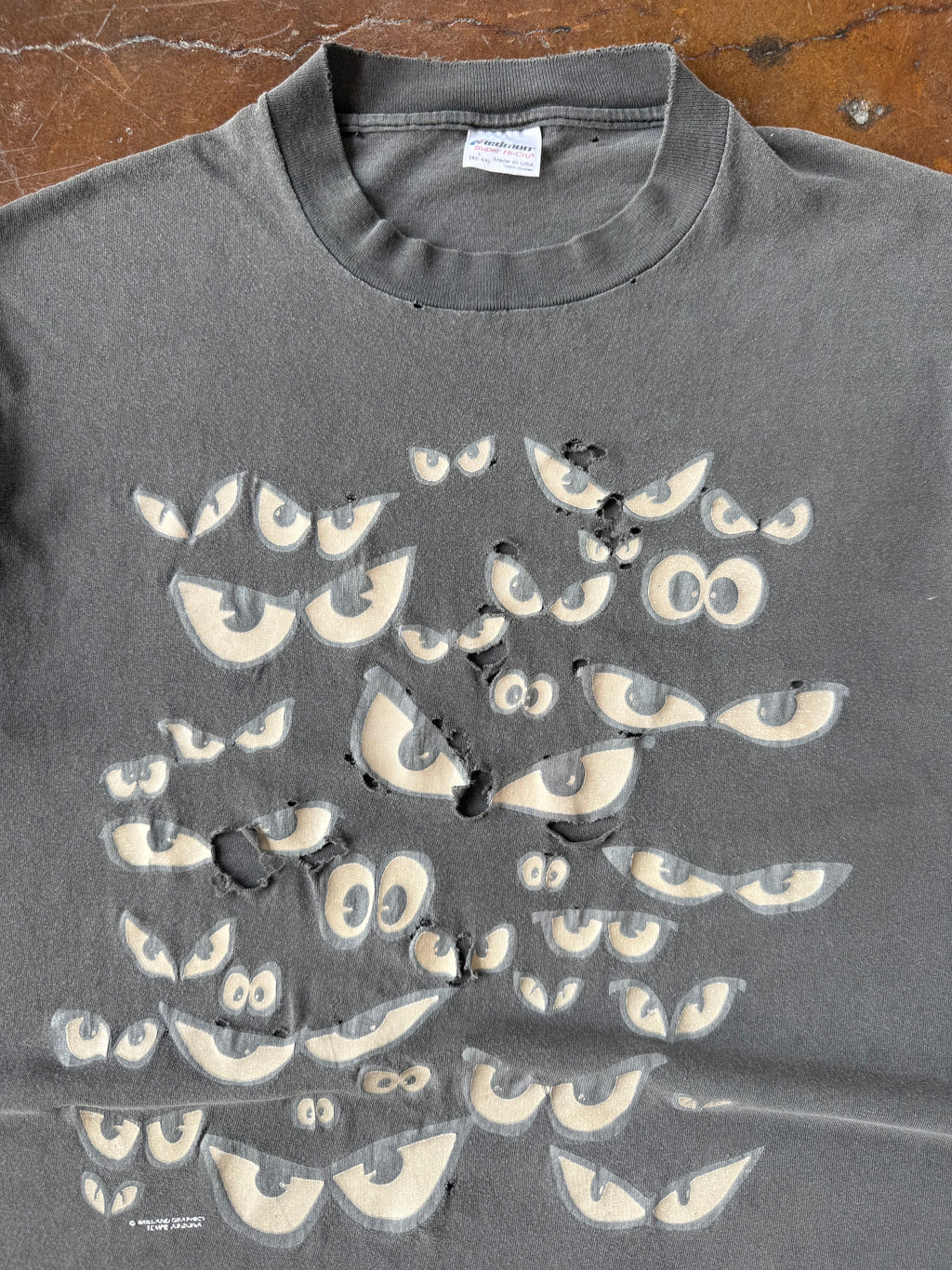 80s faded & distressed Night Eyes shirt (LARGE)