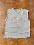 90s faded & lightly distressed Harley Davidson "red bike" cut-off shirt (XL)