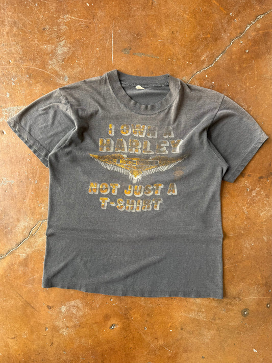 80s lightly faded Harley Davidson "I own a Harley, not just a t-shirt" biker shirt (MEDIUM)