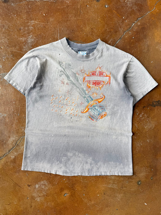 80s deep faded Harley Davidson "real steel" biker shirt (LARGE)