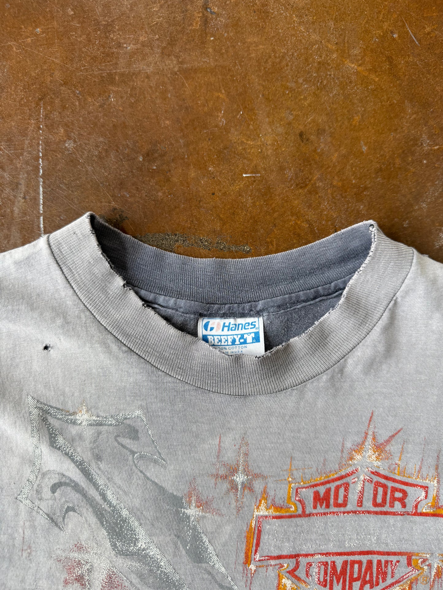 80s deep faded Harley Davidson "real steel" biker shirt (LARGE)