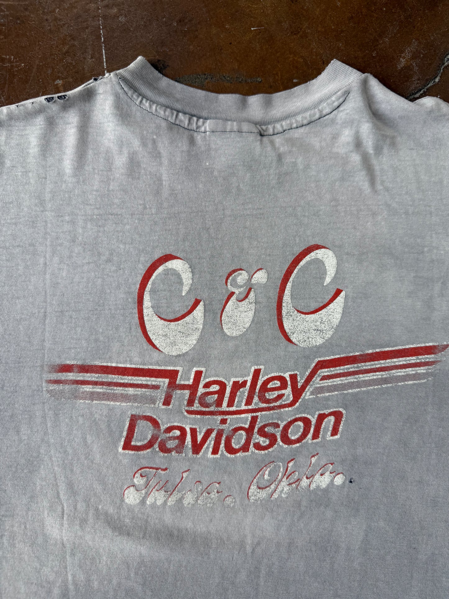 80s deep faded Harley Davidson "real steel" biker shirt (LARGE)