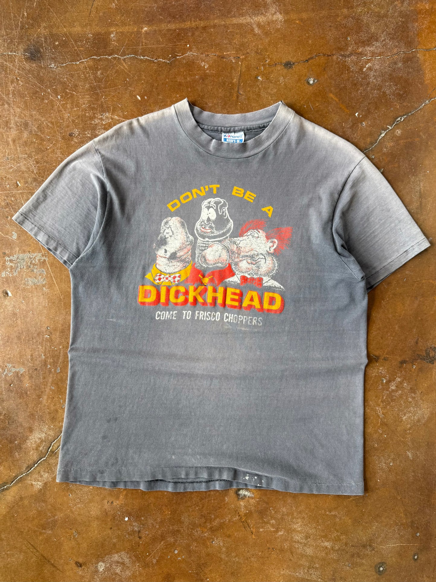 80s faded Frisco Choppers "dickhead" biker shirt (LARGE)