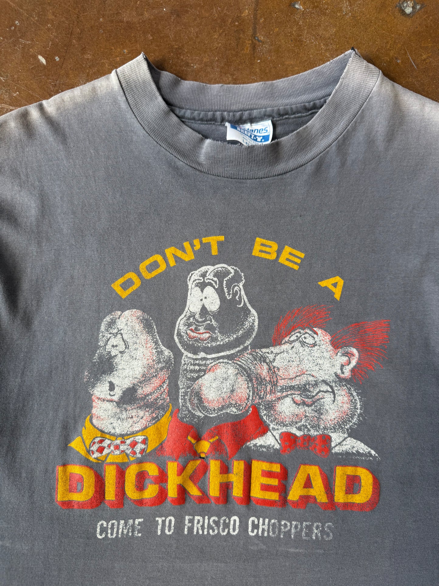 80s faded Frisco Choppers "dickhead" biker shirt (LARGE)