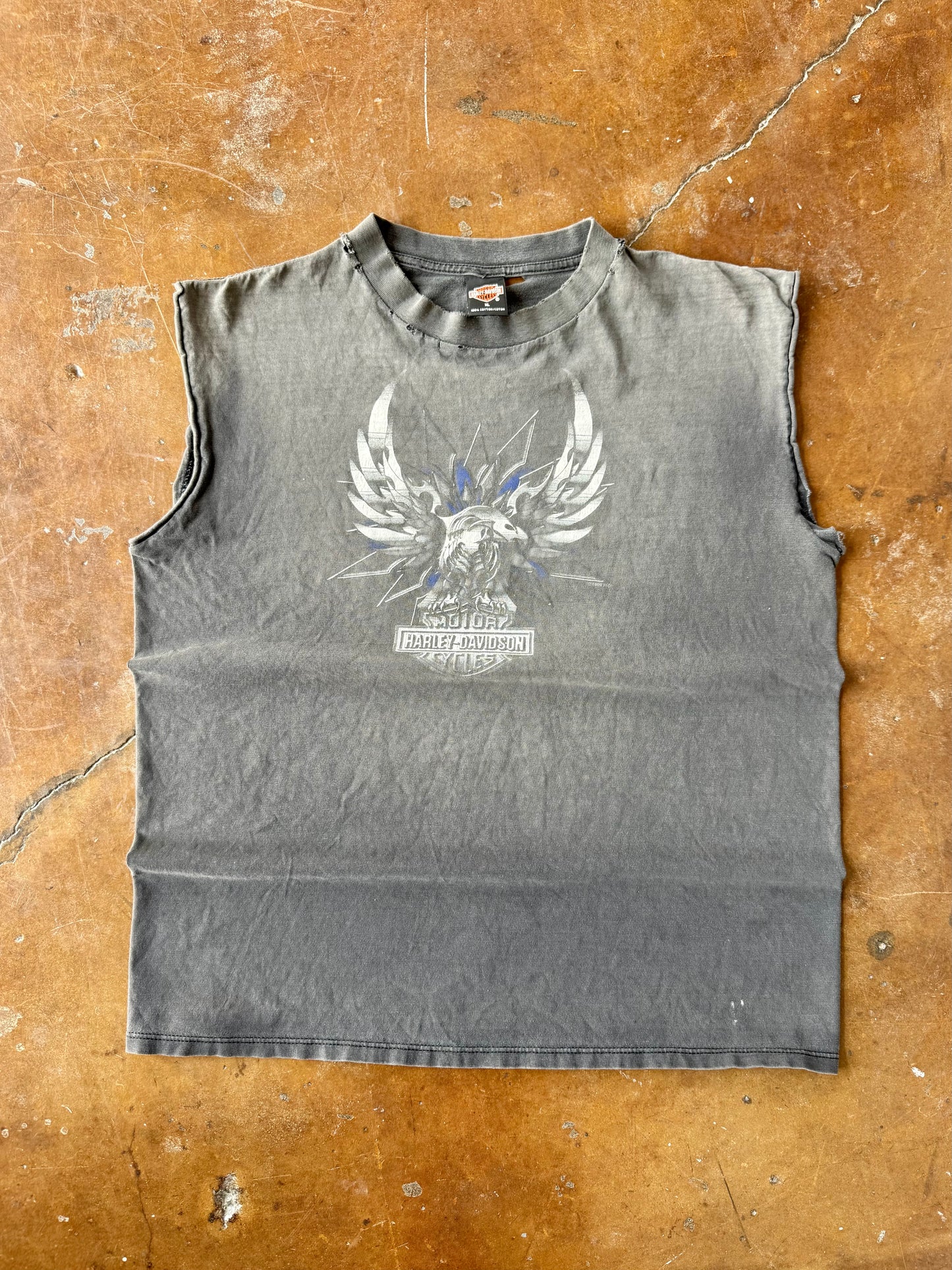90s faded Harley Davidson "chrome eagle" cut-off shirt (XL)