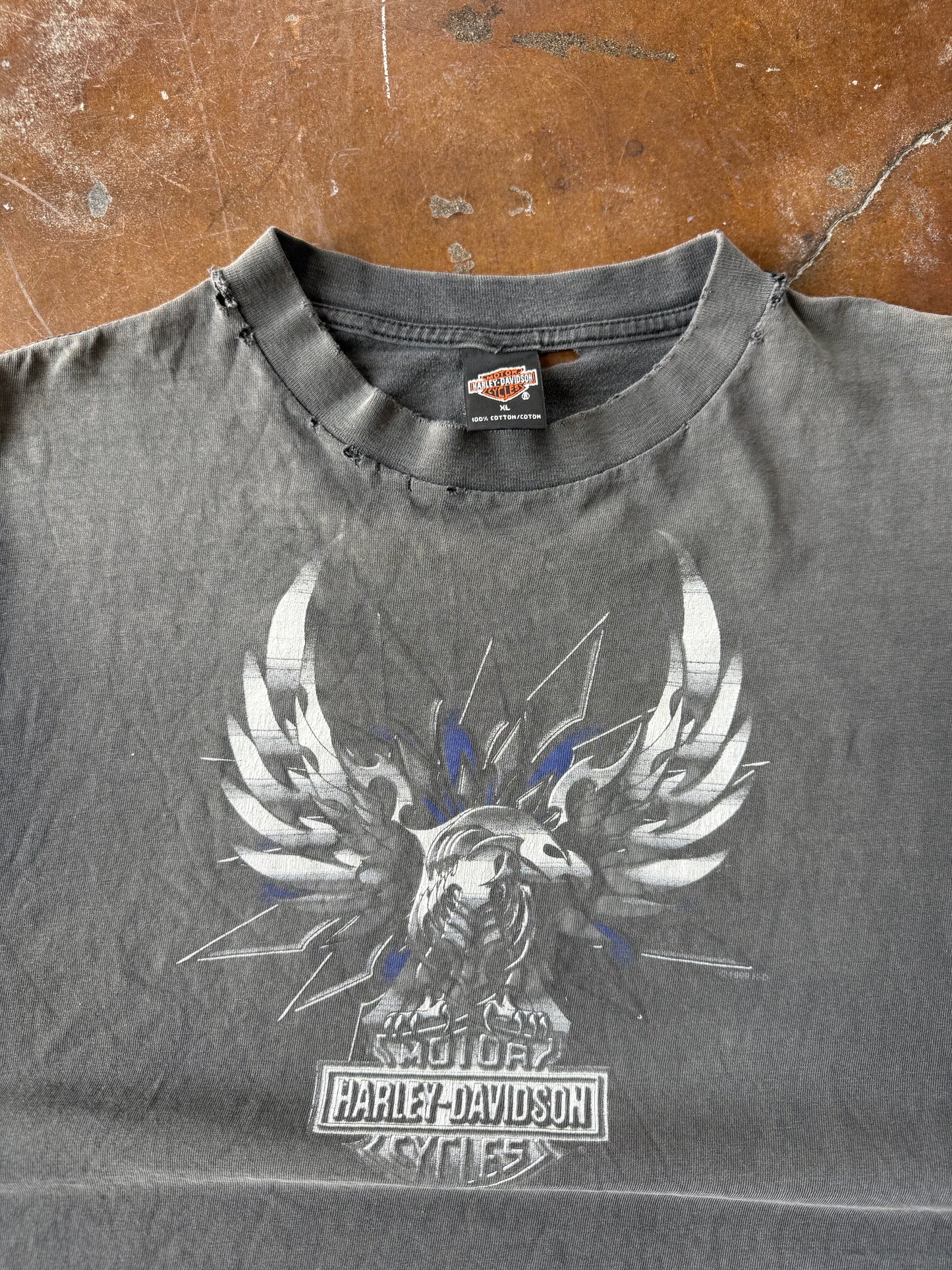90s faded Harley Davidson "chrome eagle" cut-off shirt (XL)