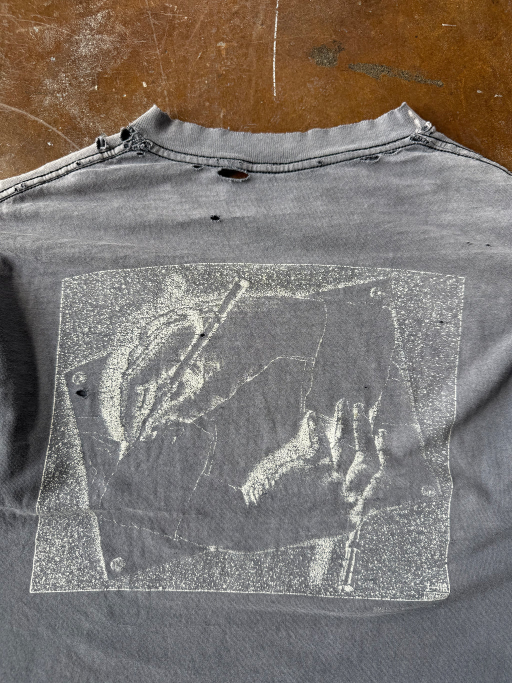 90s faded & distressed MC Escher "drawing hands" art shirt (LARGE)