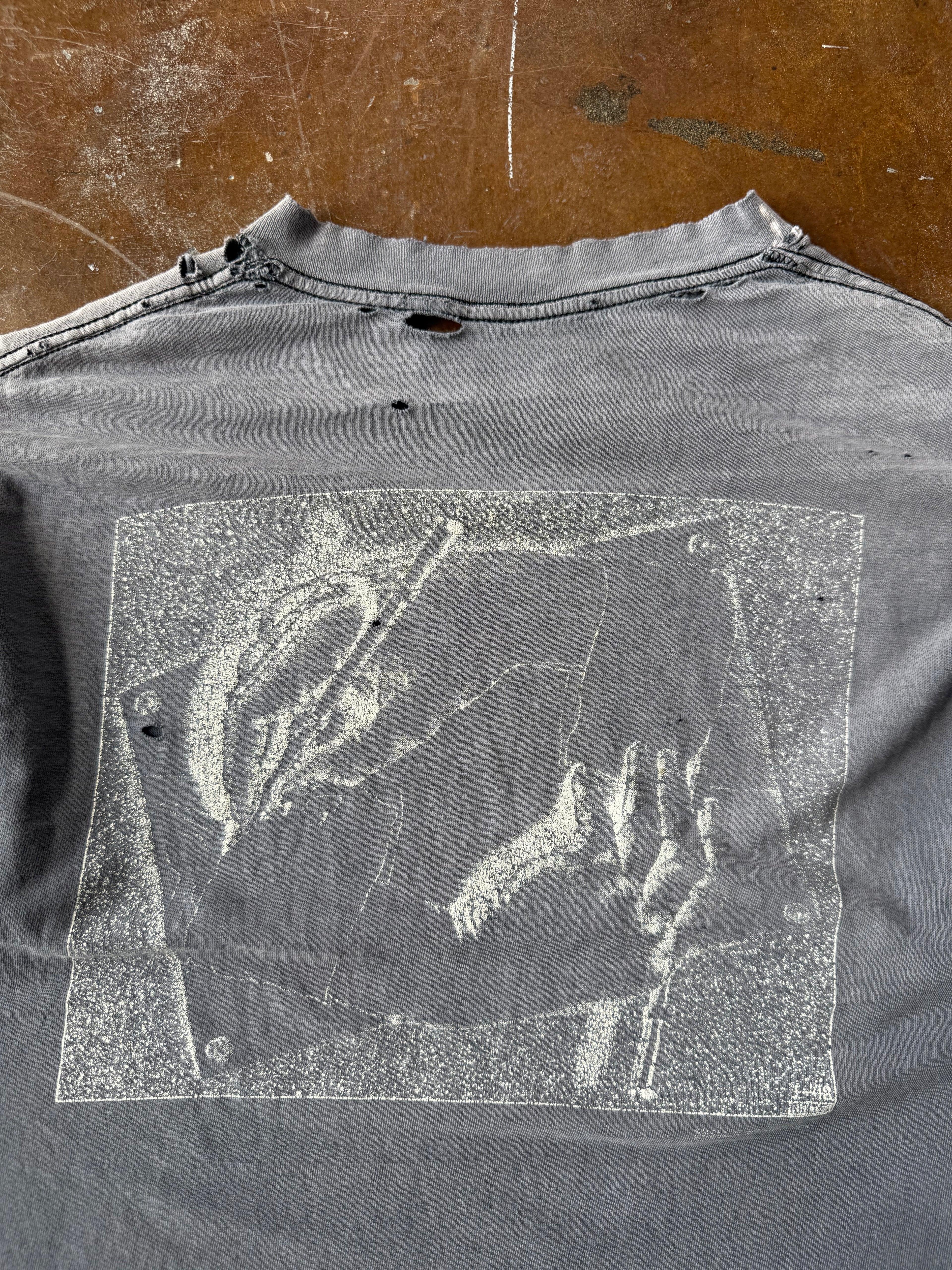 90s faded & distressed MC Escher "drawing hands" art shirt (LARGE)