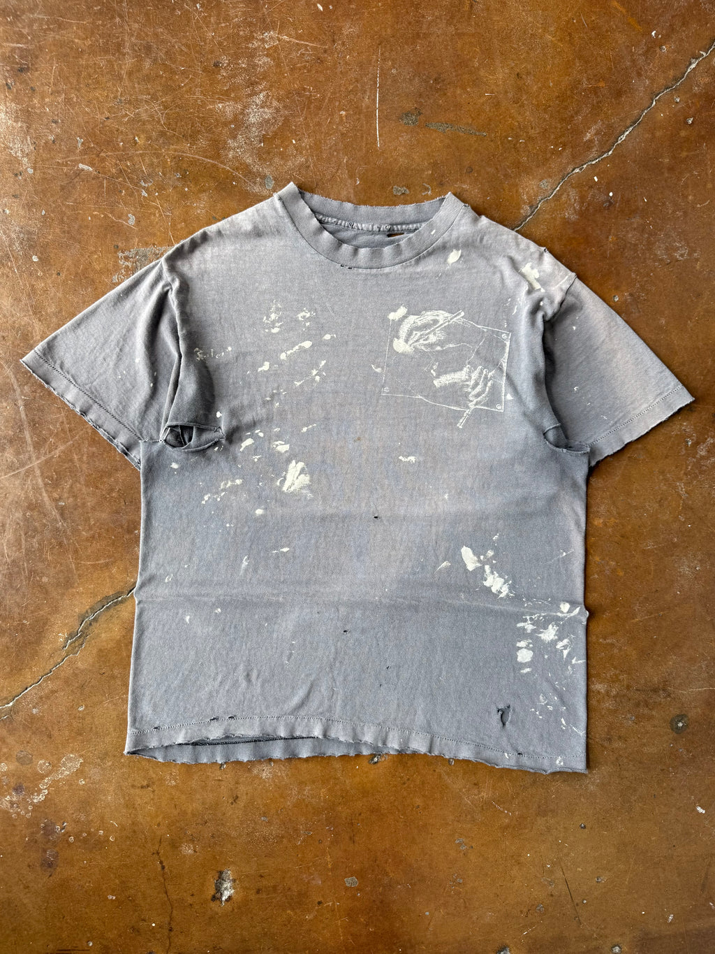 90s faded & distressed MC Escher "drawing hands" art shirt (LARGE)