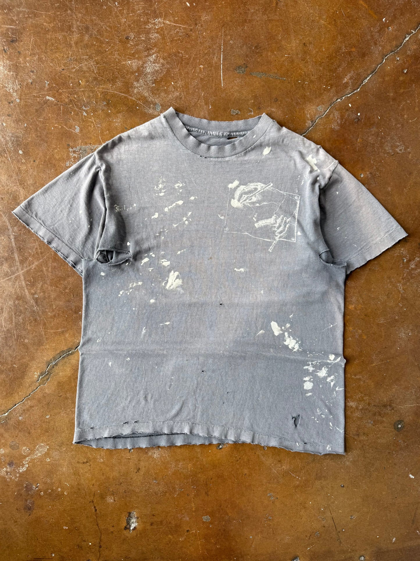 90s faded & distressed MC Escher "drawing hands" art shirt (LARGE)