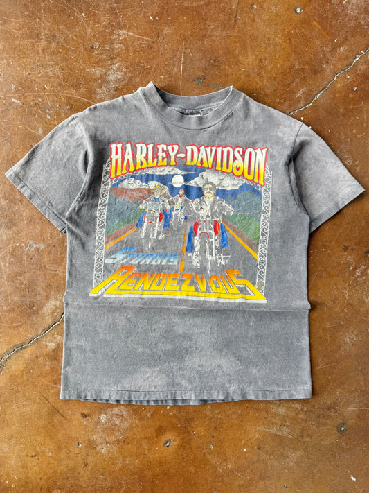 80s faded Harley Davidson "sturgis rendezvous" biker shirt (LARGE)