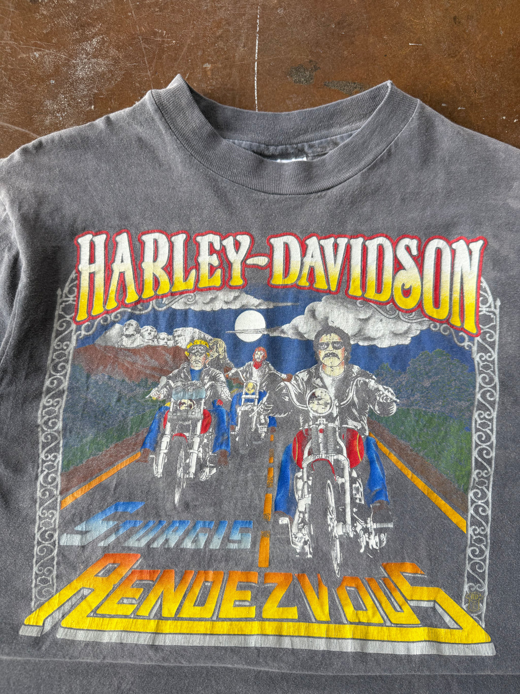 80s faded Harley Davidson "sturgis rendezvous" biker shirt (LARGE)