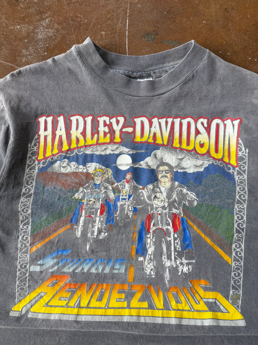 80s faded Harley Davidson "sturgis rendezvous" biker shirt (LARGE)