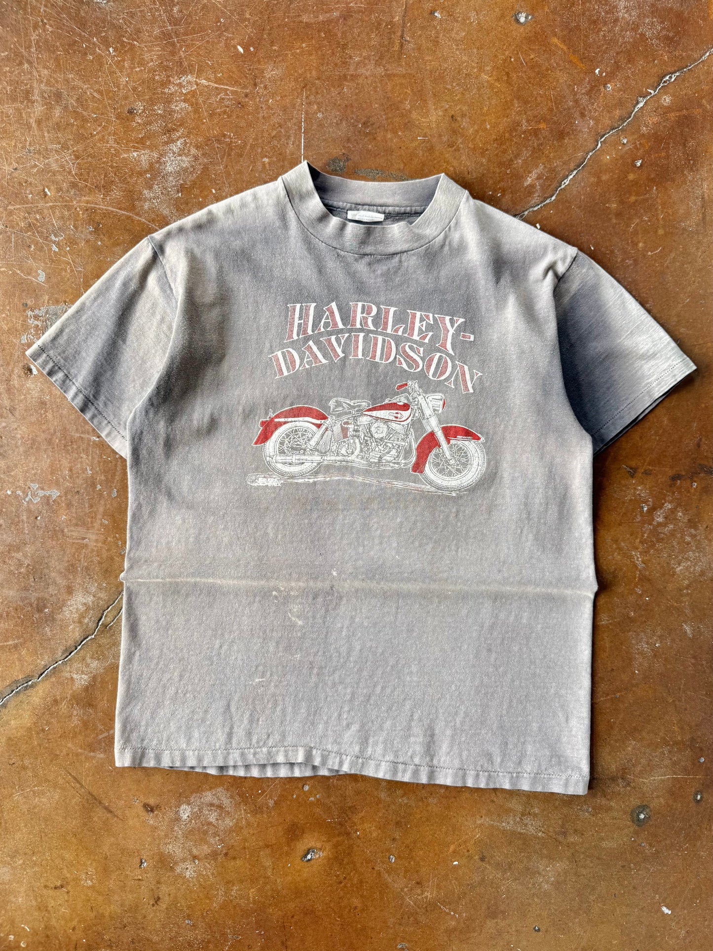 80s faded Harley Davidson "red bike" biker shirt (LARGE)