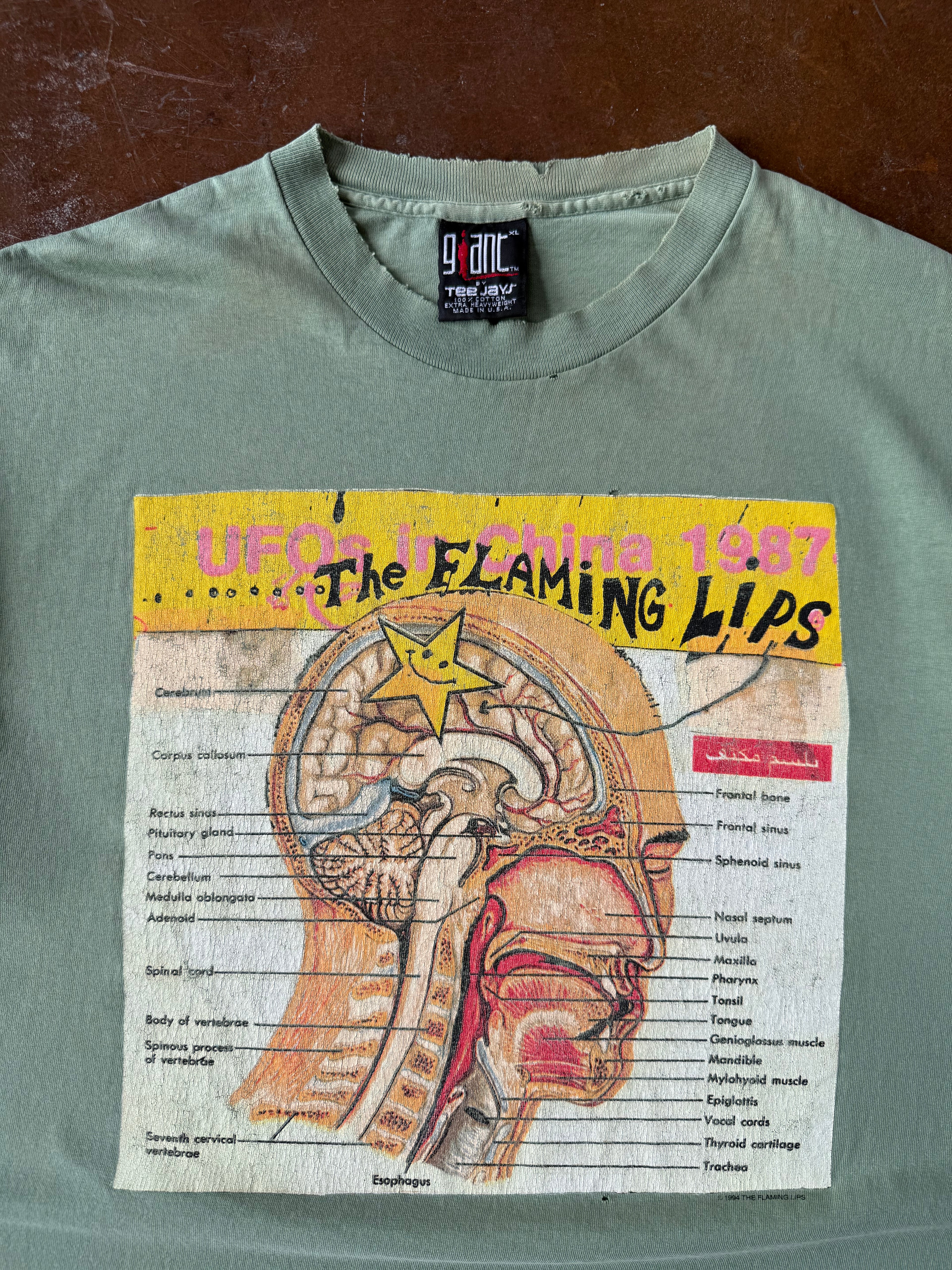 1994 lightly faded The Flaming Lips "UFOs in China 1987" band shirt (XL)