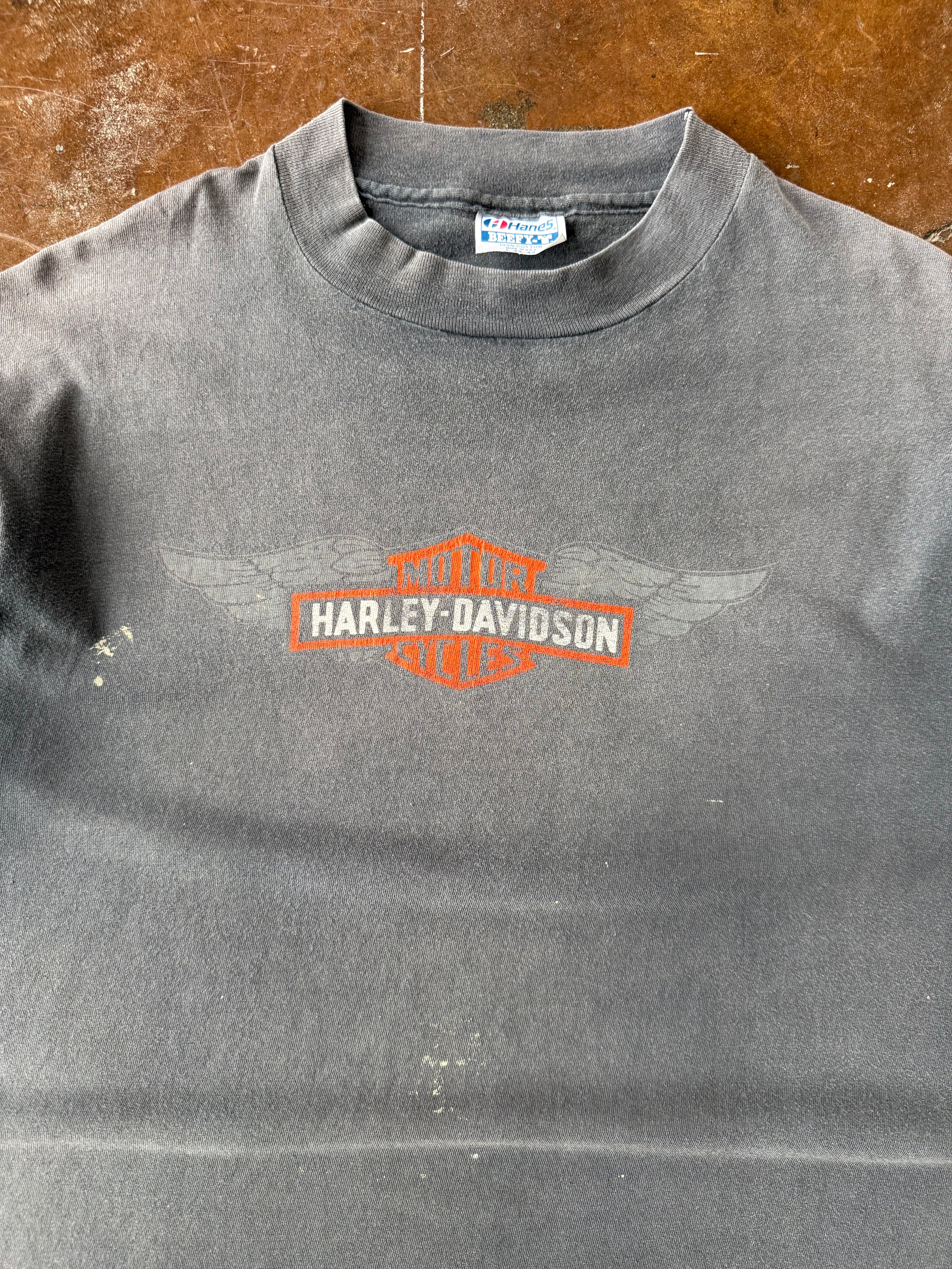 80s faded Harley Davidson "winged emblem" biker shirt (LARGE)