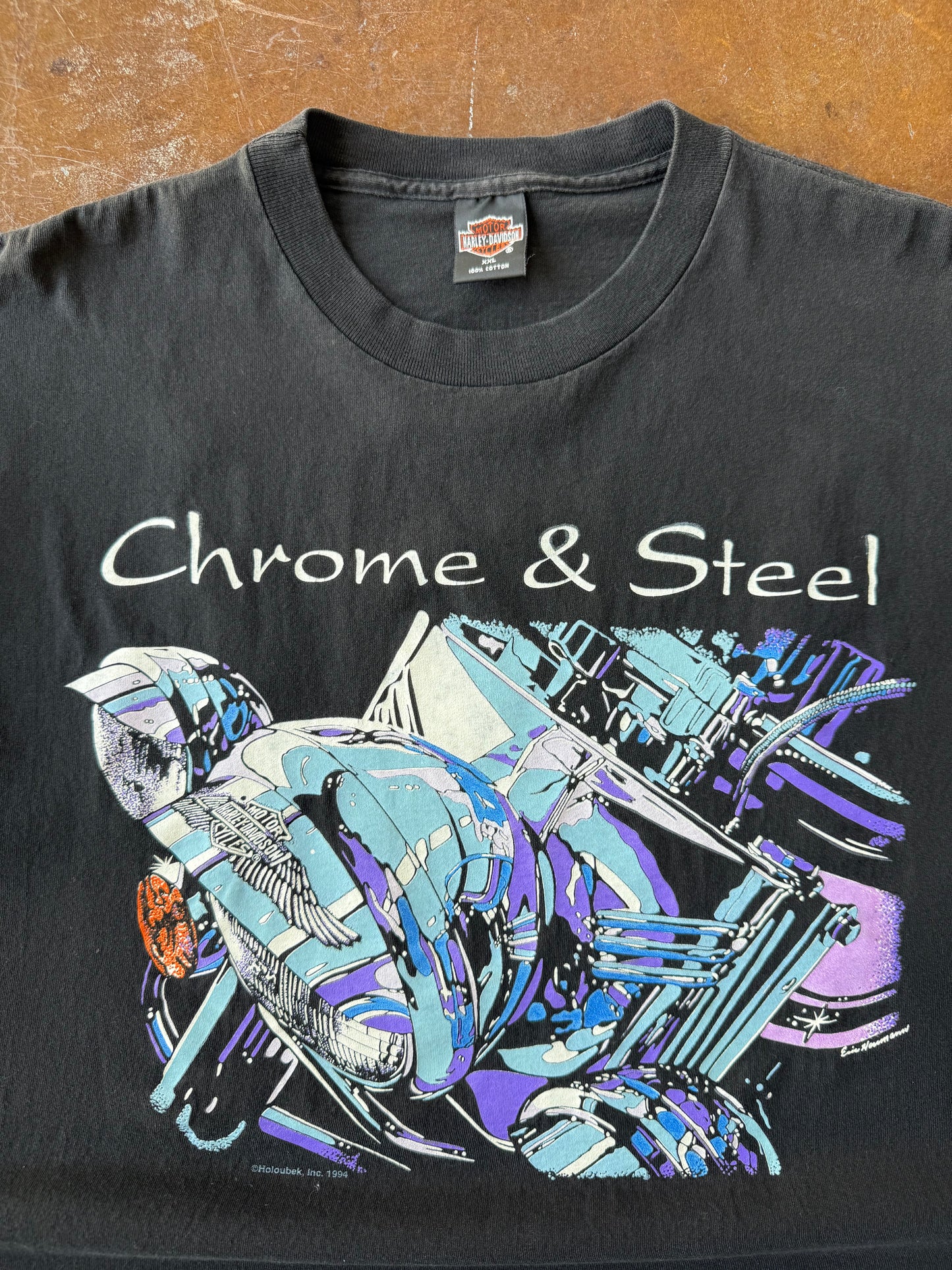1994 Harley Davidson "chrome & steel" biker shirt (XXL)