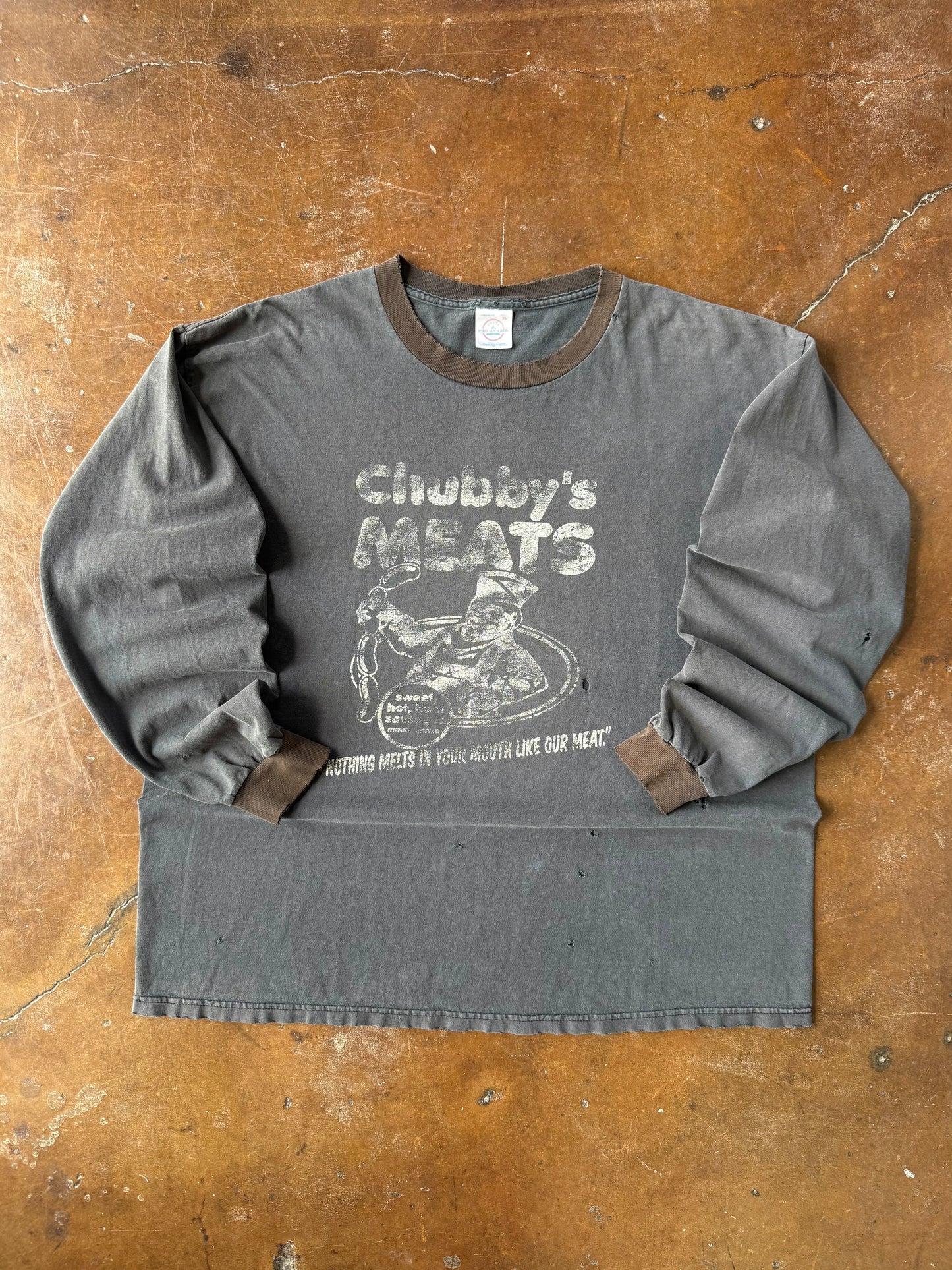 90s faded Chubby's Meats parody longsleeve shirt (XL)
