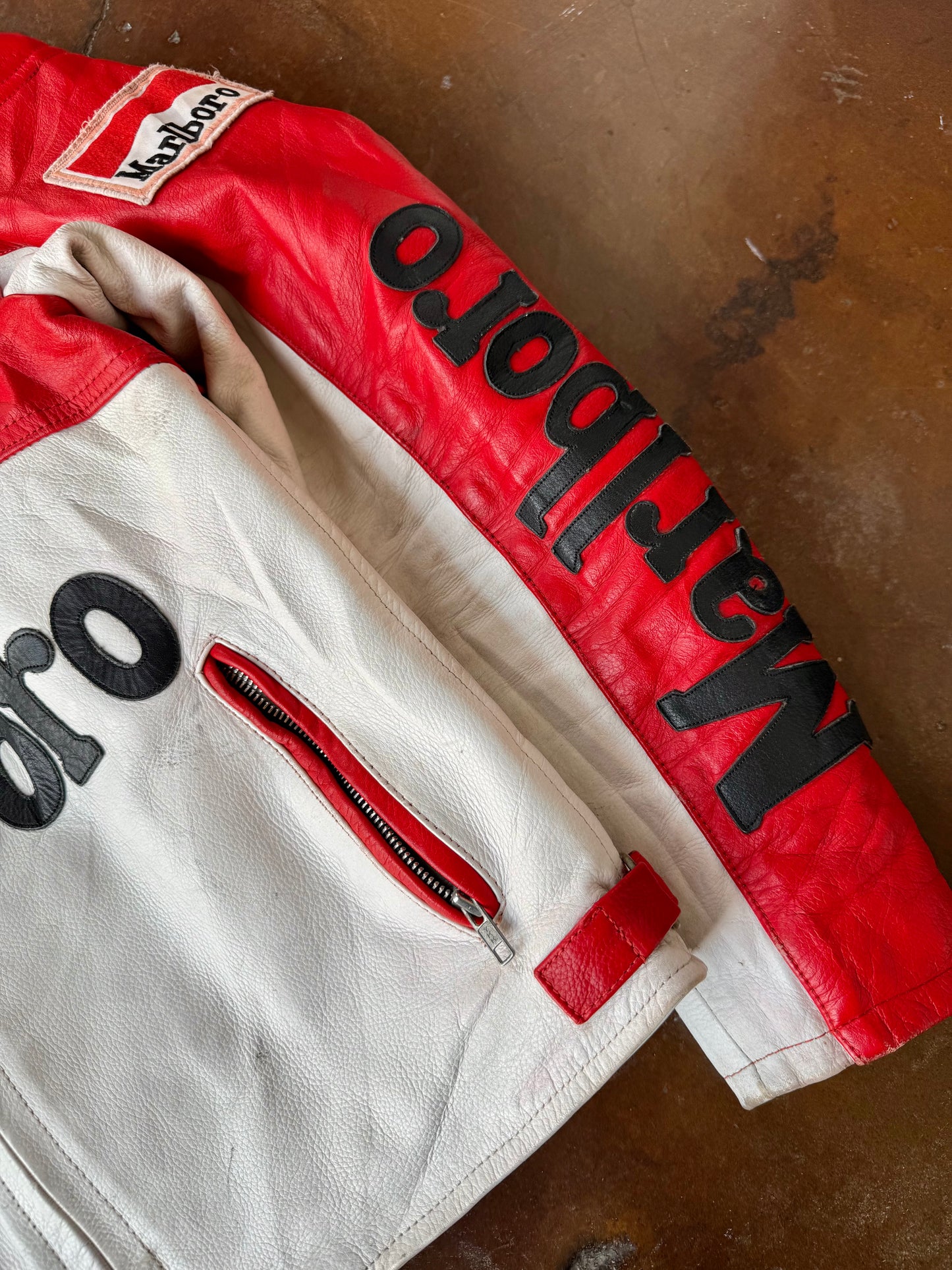 90s Marlboro leather racing jacket (MEDIUM)