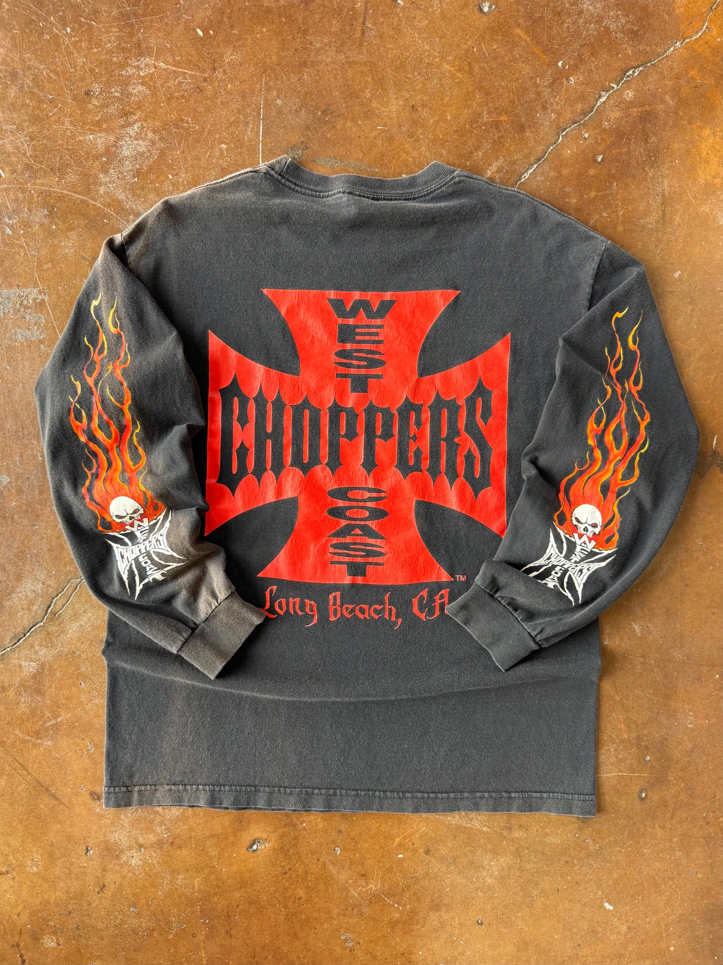 2000s West Coast Choppers "flame skull" longsleeve shirt (XL)