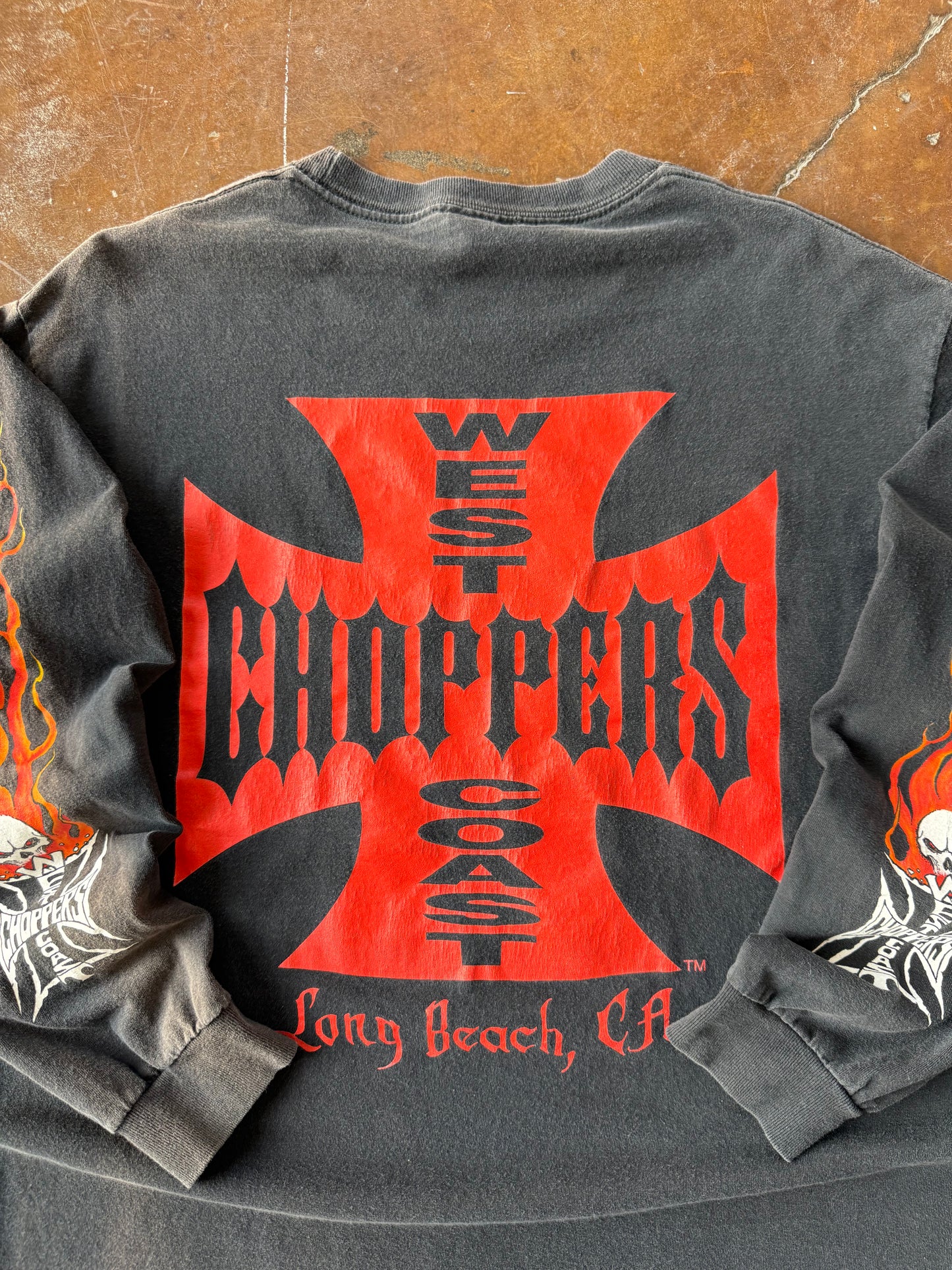 2000s West Coast Choppers "flame skull" longsleeve shirt (XL)