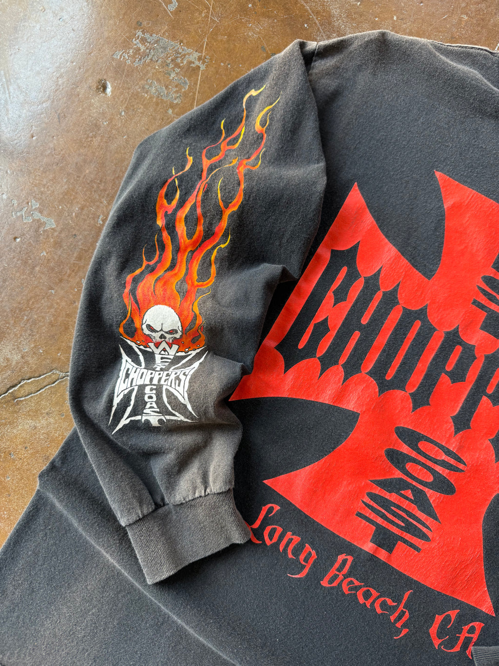 2000s West Coast Choppers "flame skull" longsleeve shirt (XL)