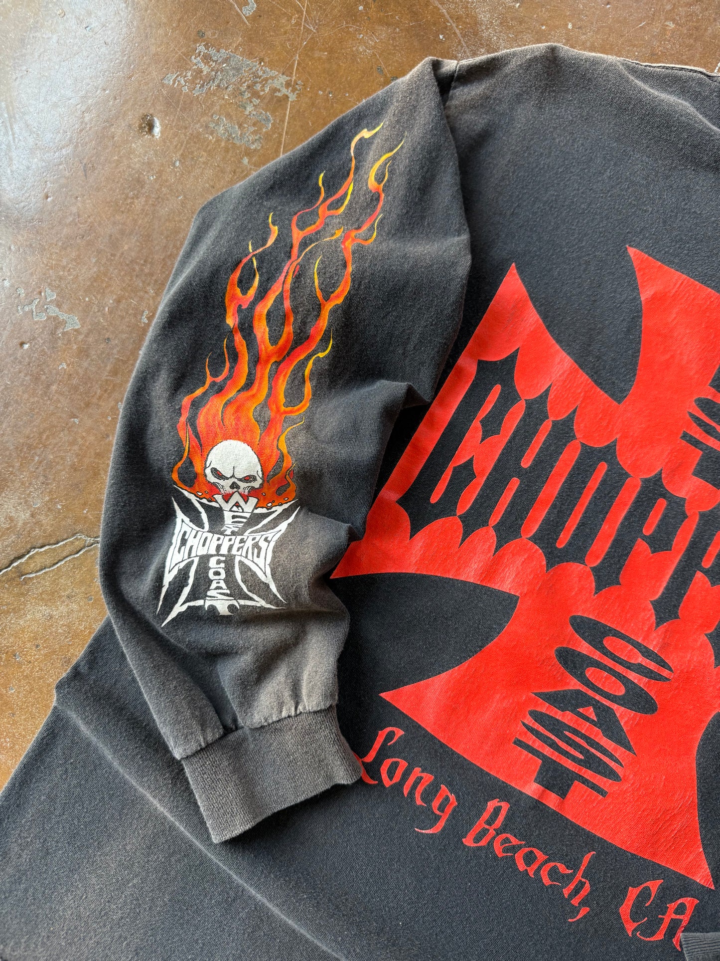 2000s West Coast Choppers "flame skull" longsleeve shirt (XL)