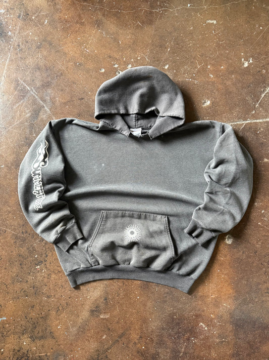 90s faded & lightly distressed blank black hoodie (LARGE)