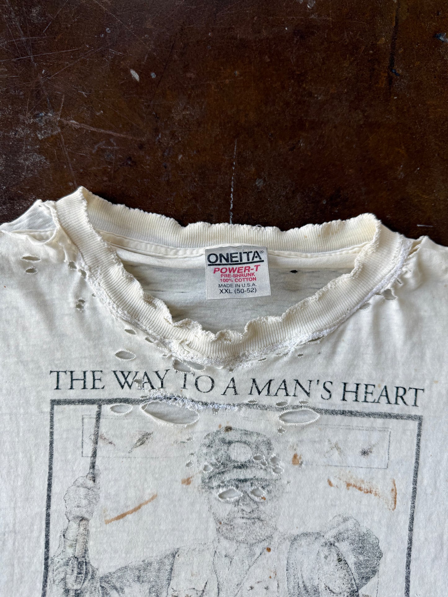90s distressed Fisherman parody shirt (XXL)
