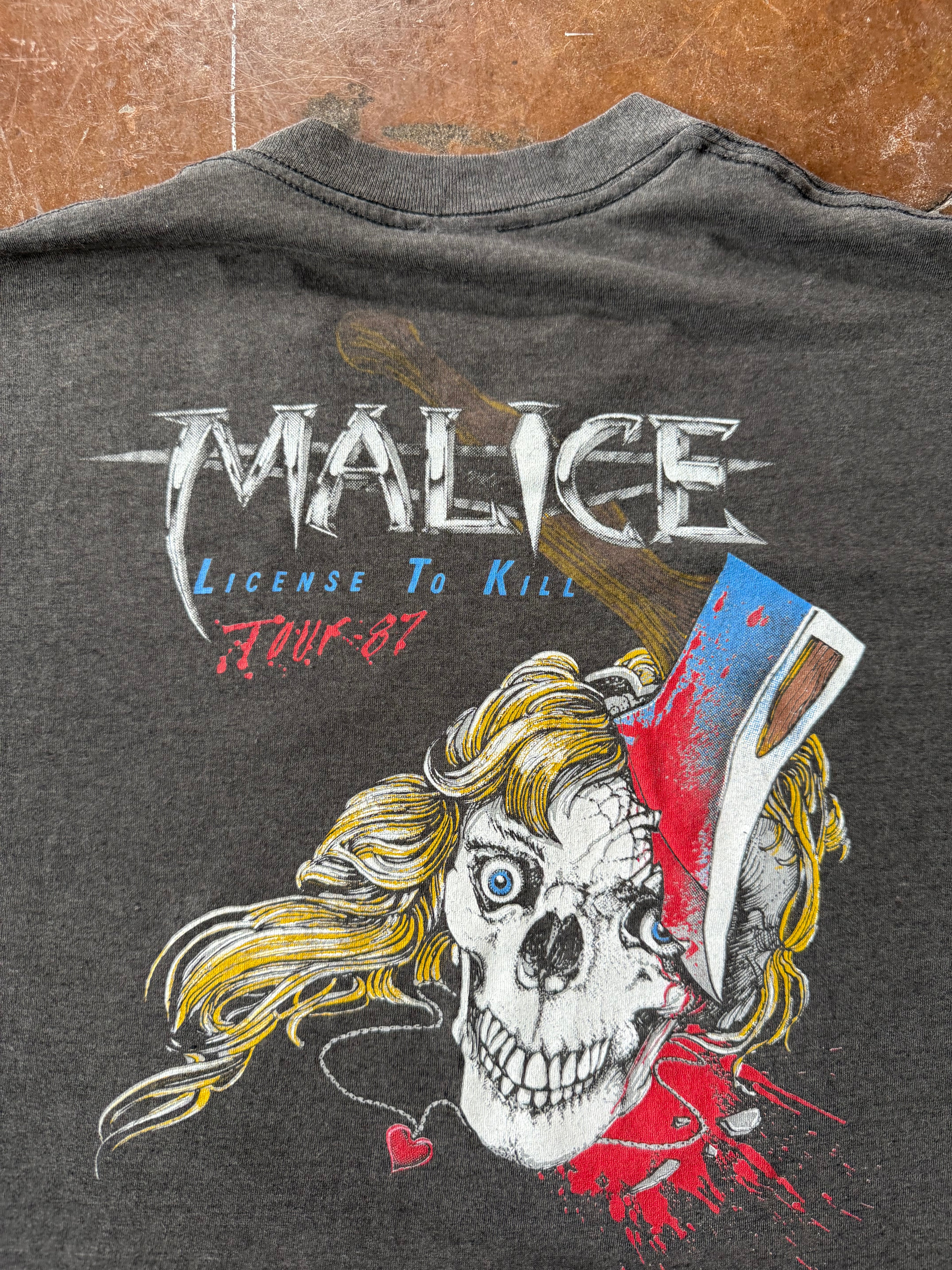1987 Malice "license to kill" band shirt (LARGE)
