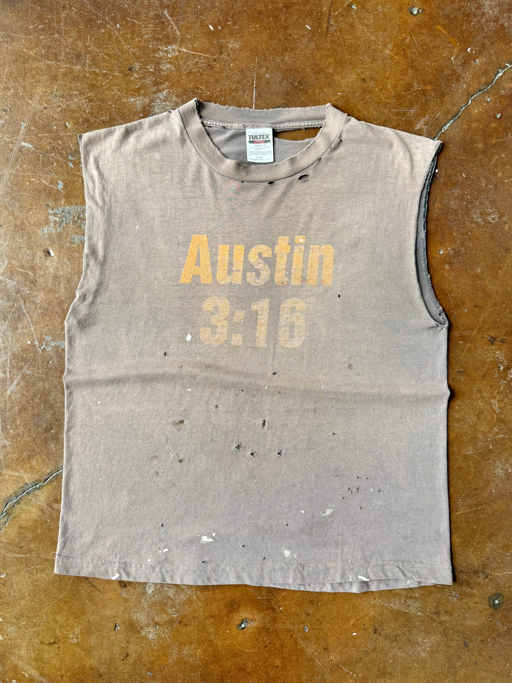 90s faded & distressed WWE Stone Cold Steve Austin "brewery" cut-off shirt (LARGE)