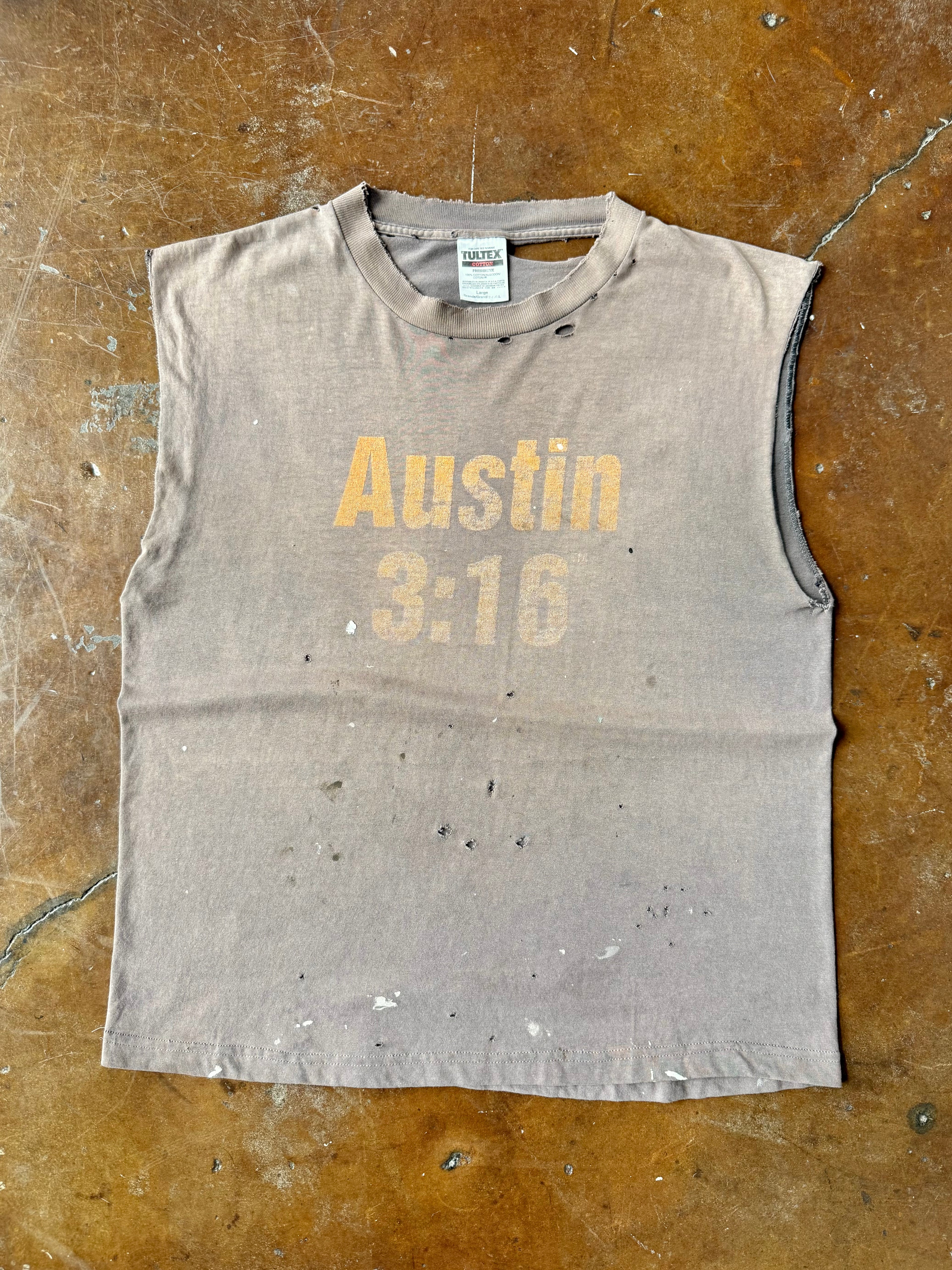 90s faded & distressed WWE Stone Cold Steve Austin "brewery" cut-off shirt (LARGE)