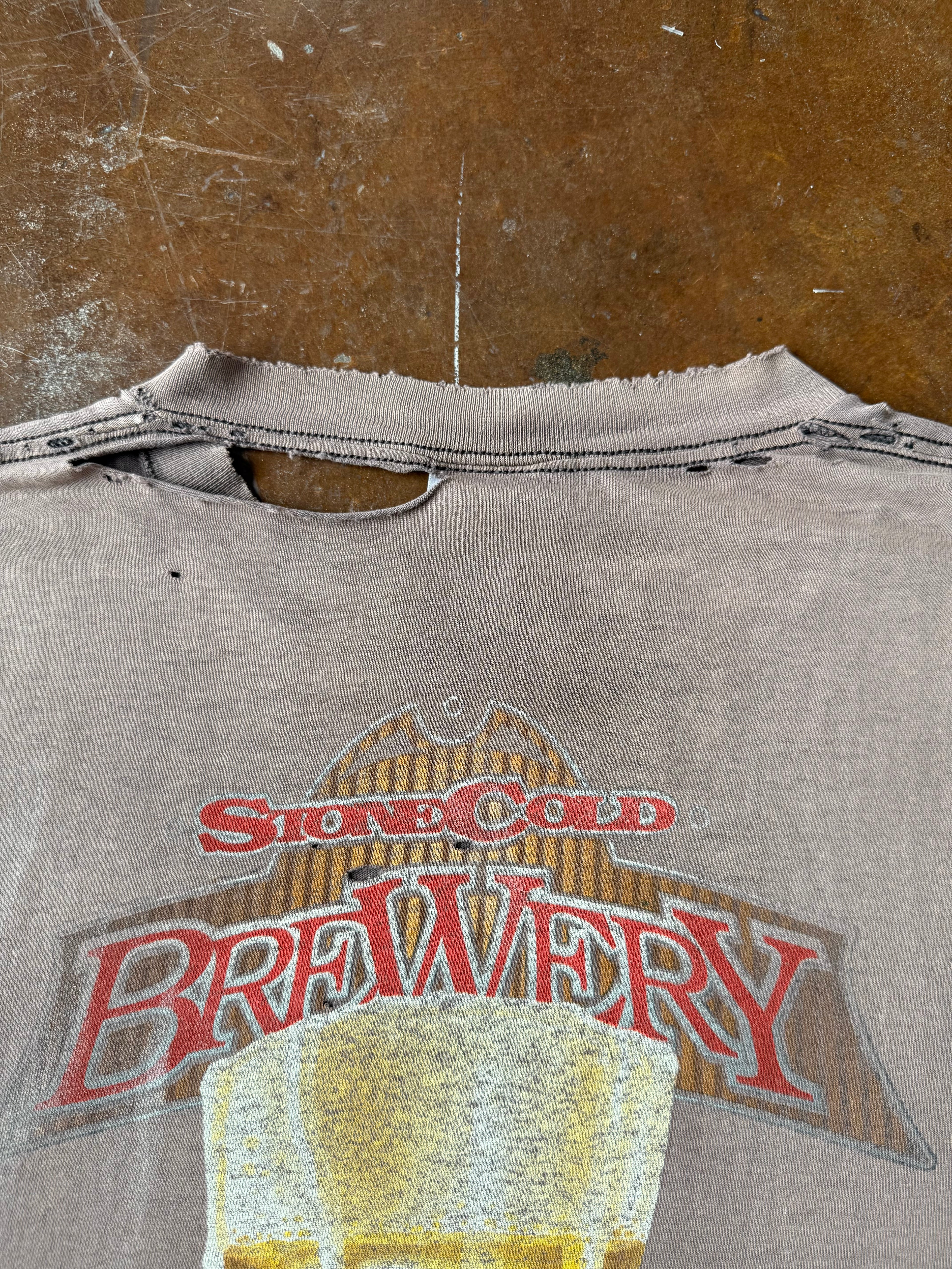 90s faded & distressed WWE Stone Cold Steve Austin "brewery" cut-off shirt (LARGE)