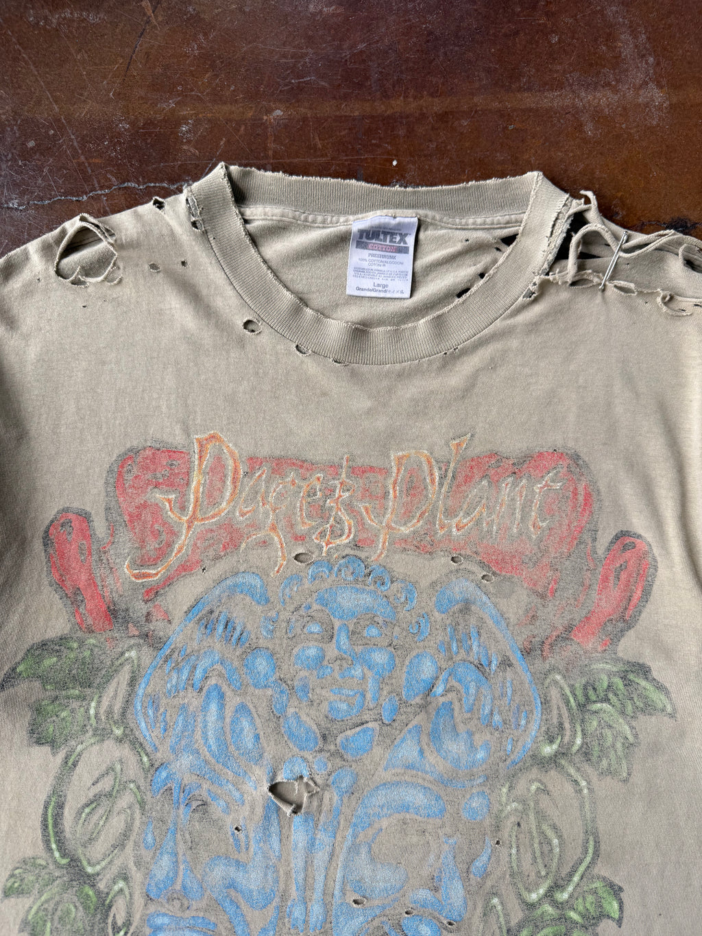 1998 heavily distressed Page & Plant "walking into everywhere" band shirt (LARGE)