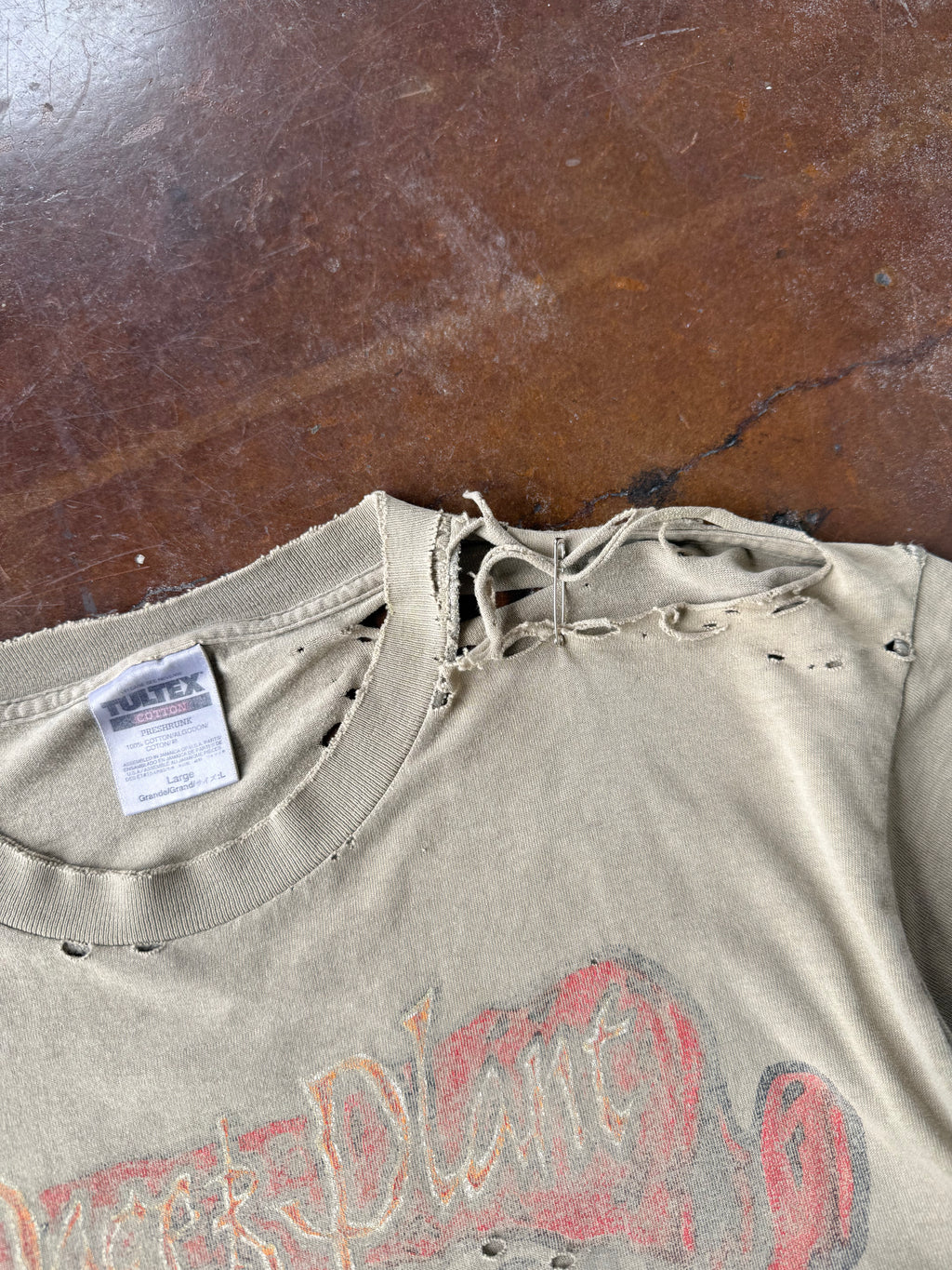 1998 heavily distressed Page & Plant "walking into everywhere" band shirt (LARGE)