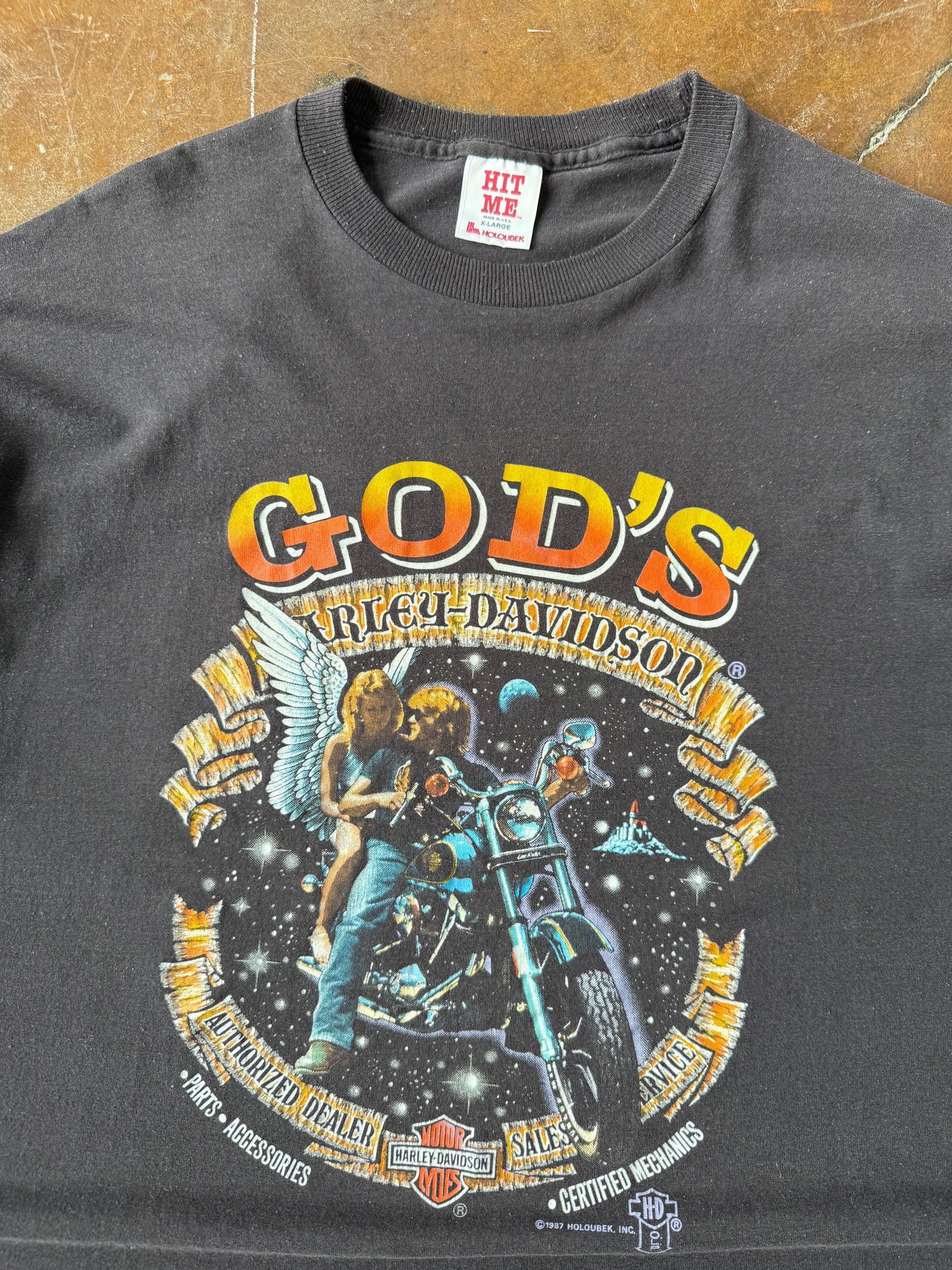 1987 Harley Davidson "god's harley" biker shirt (XL)