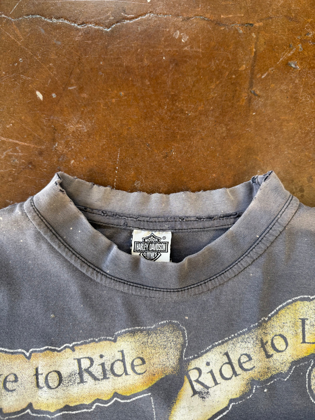 2000s faded & distressed Harley Davidson "nightride" biker shirt (MEDIUM)