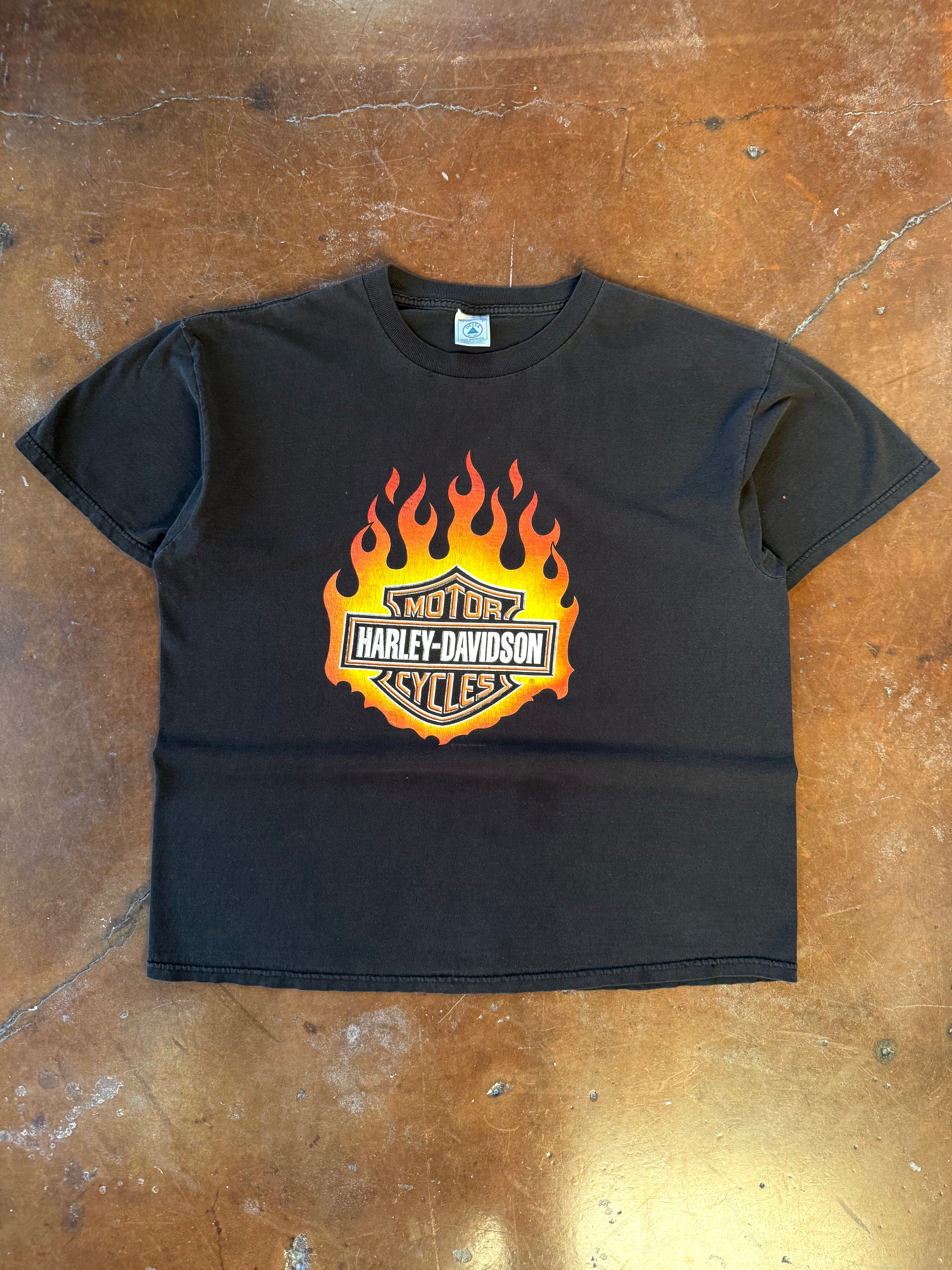 90s Harley Davidson "flame logo" biker shirt (XL)