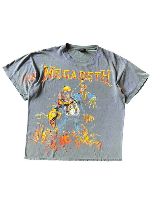 1991 faded & distressed Megadeth all over print band shirt