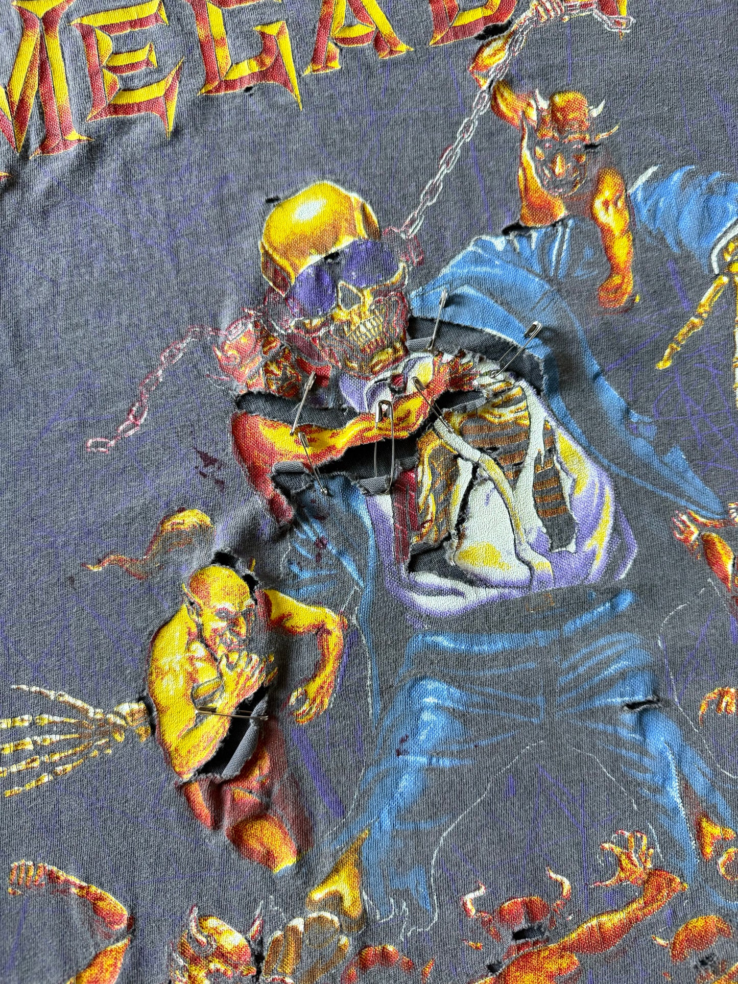 1991 faded & distressed Megadeth all over print band shirt