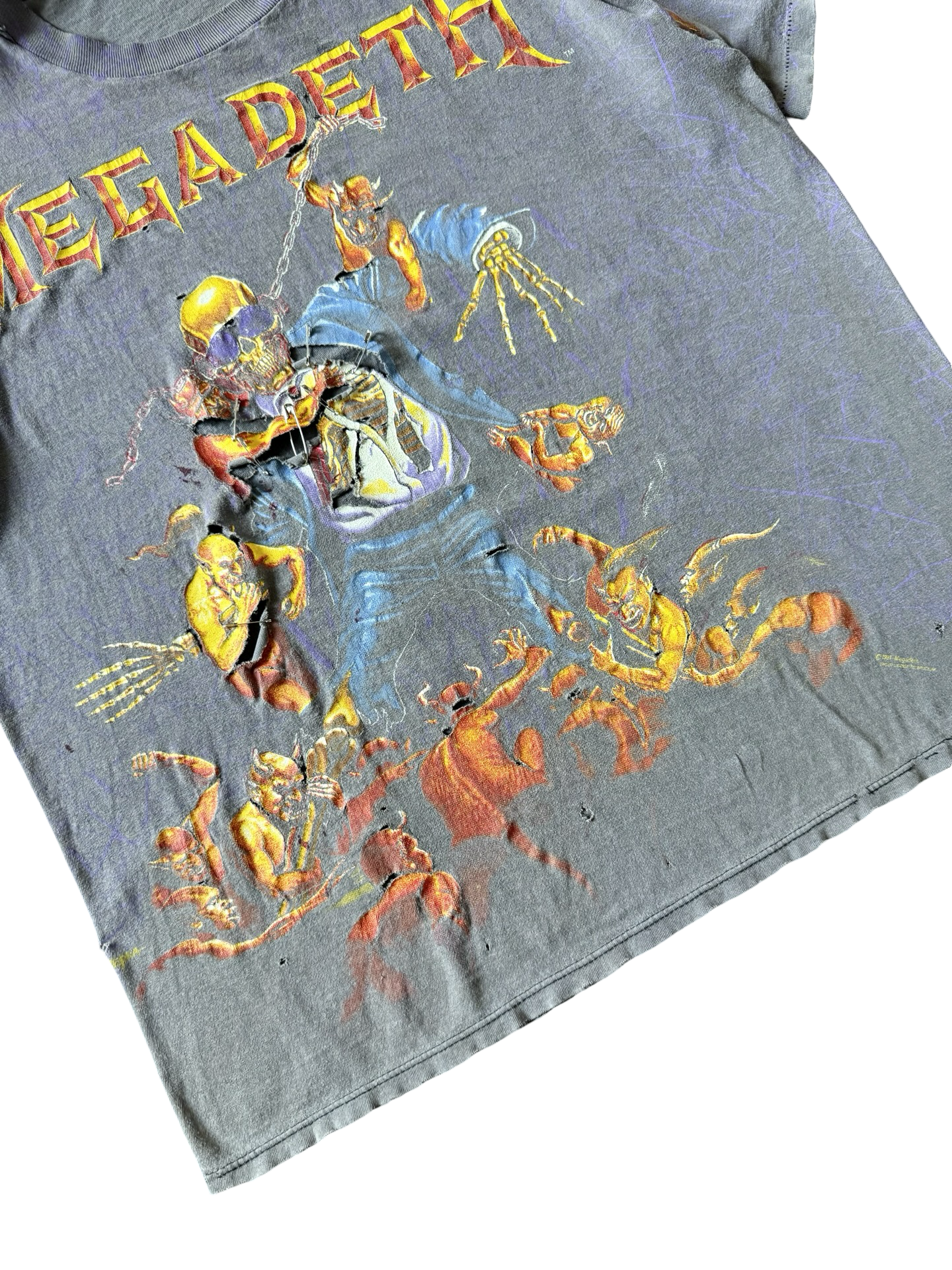 1991 faded & distressed Megadeth all over print band shirt